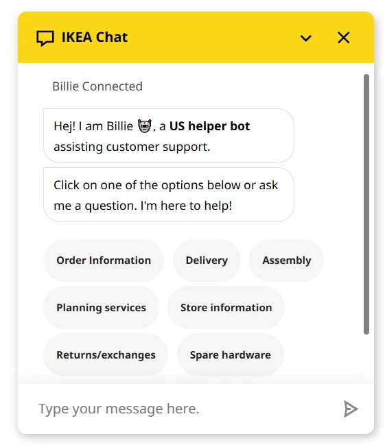 IKEA chatbot uygulamaları IKEA chatbot uygulamaları