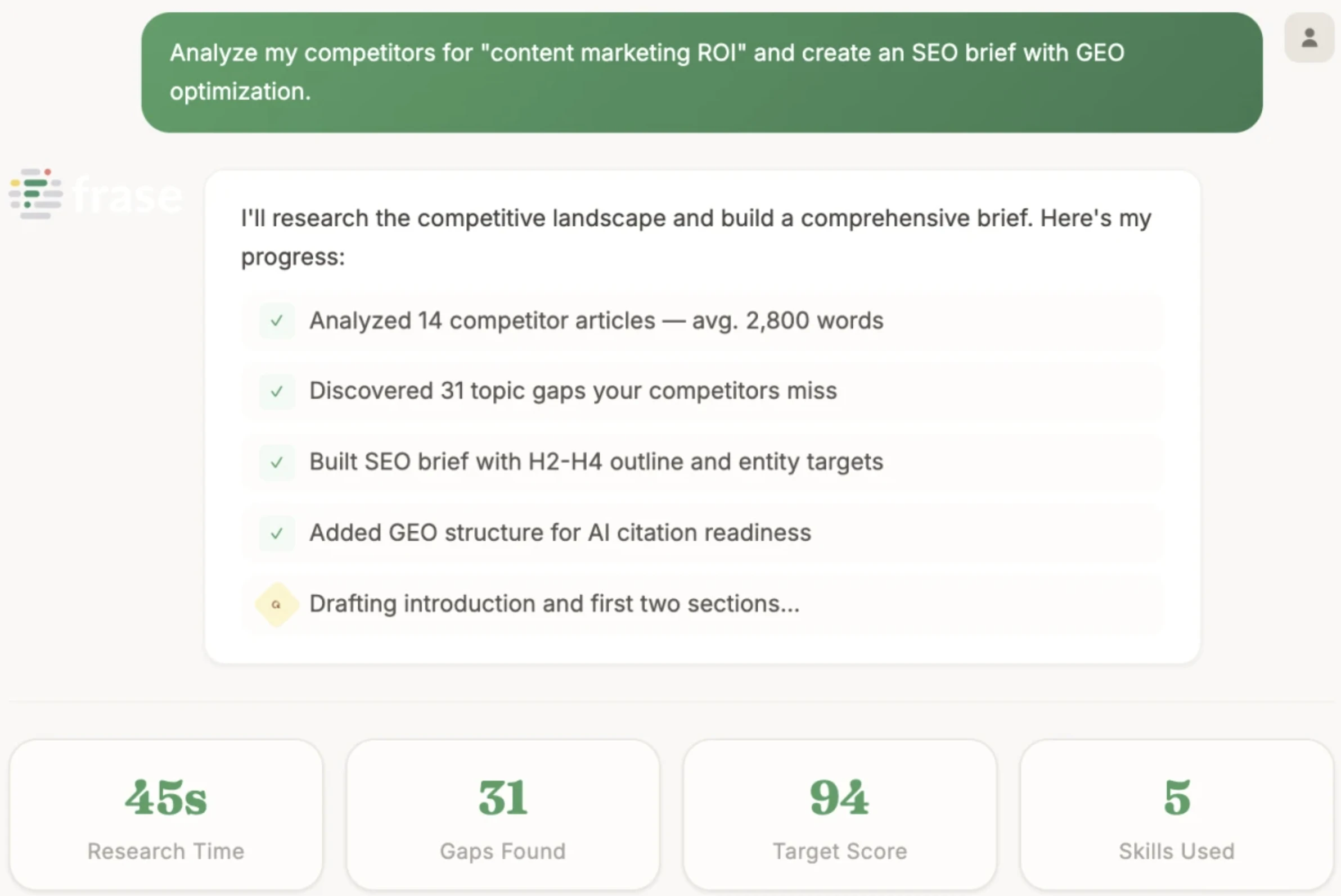 Frase AI agent competitor analysis example. Frase AI agent competitor analysis example.