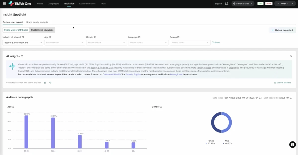 Insights em destaque sobre a iniciativa de IA para SEO do TikTok.