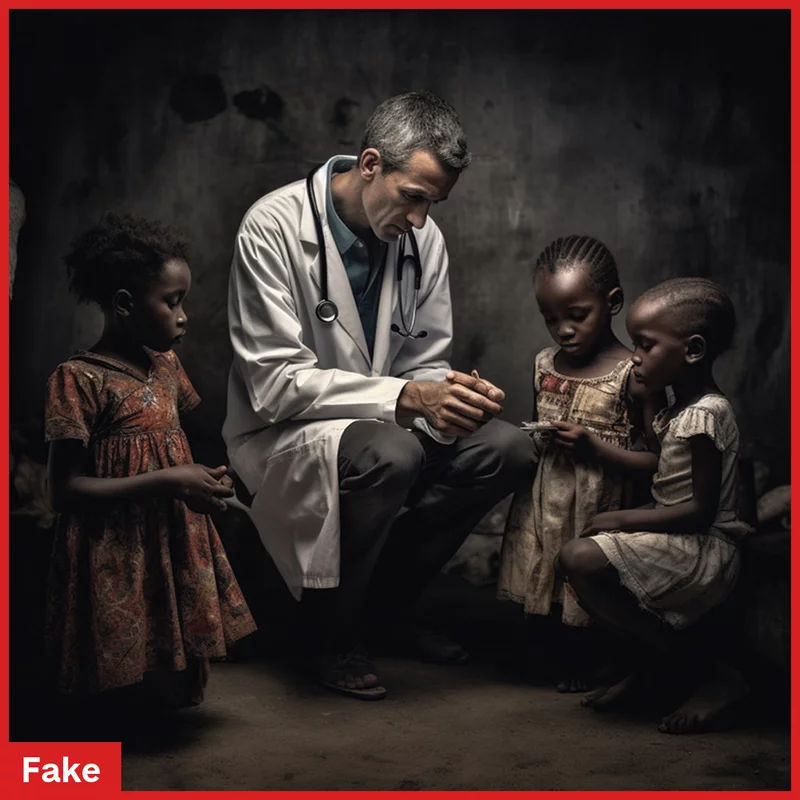 Um exemplo de racismo e viés da IA: o texto solicitado indicava um médico negro africano para tratar crianças brancas, mas acabou indicando um médico branco para tratar crianças negras. Um exemplo de racismo e viés da IA: o texto solicitado indicava um médico negro africano para tratar crianças brancas, mas acabou indicando um médico branco para tratar crianças negras.