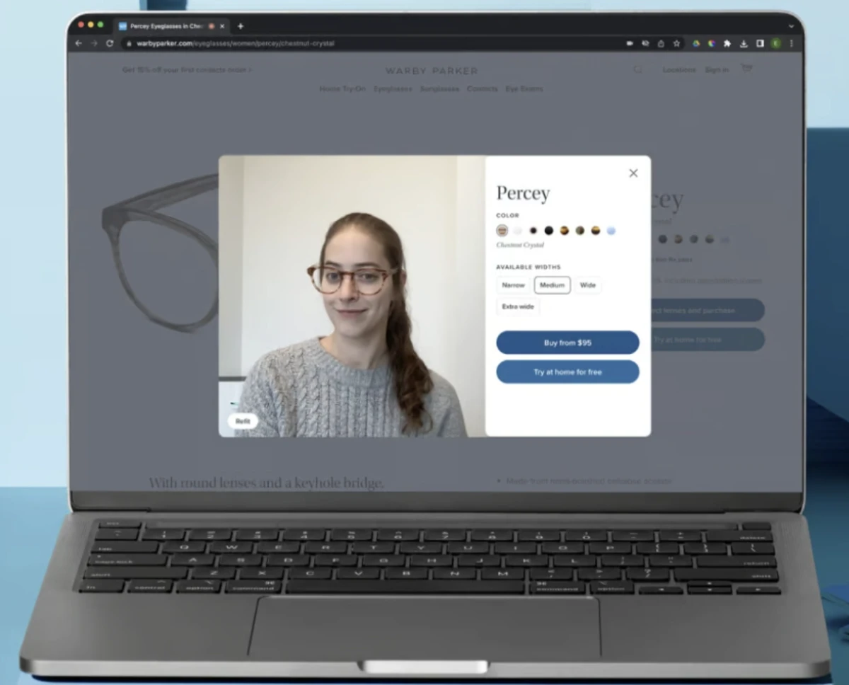 Virtuelle Anprobe mit Warby Parker.