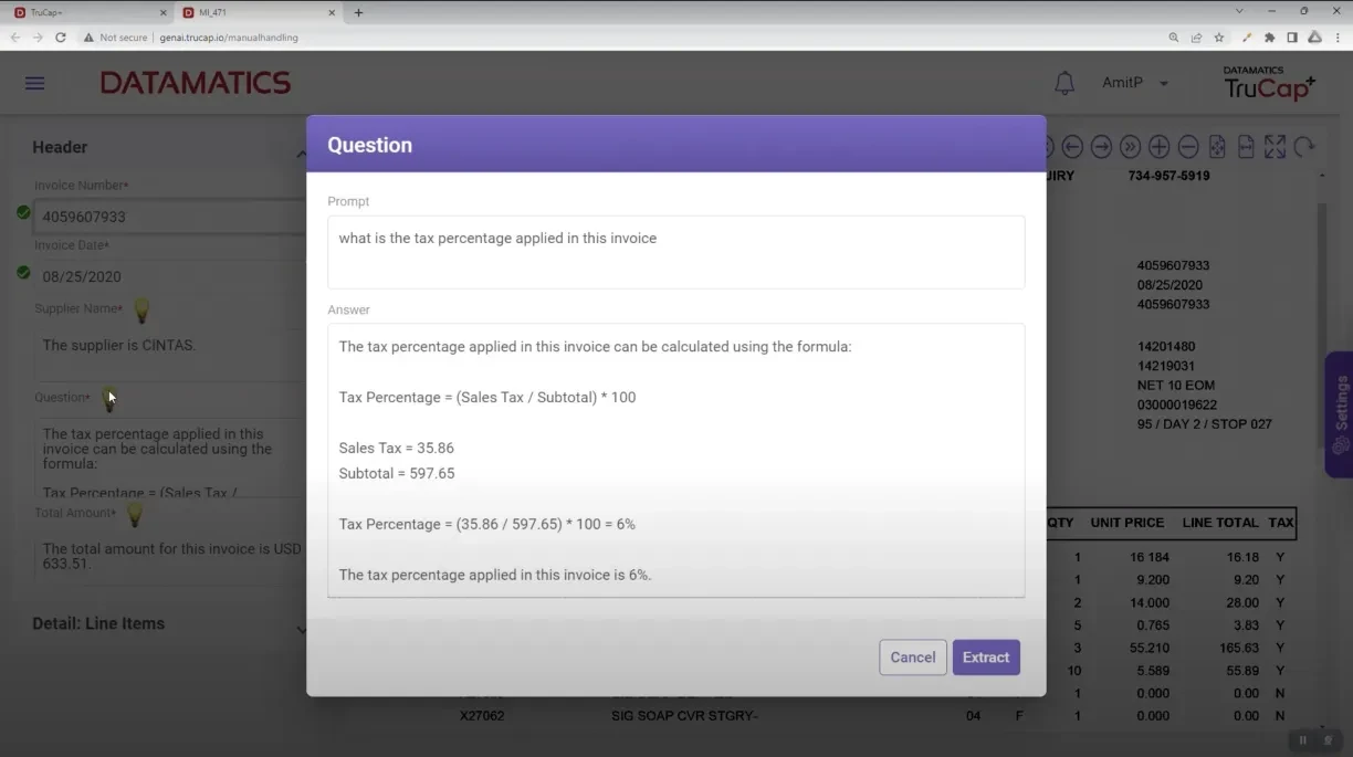 Invoice processing with generative AI