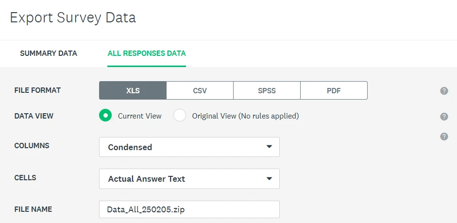 Exporting survey data in SurveyMonkey platform, one of the survey participant recruitment tools Exporting survey data in SurveyMonkey platform, one of the survey participant recruitment tools
