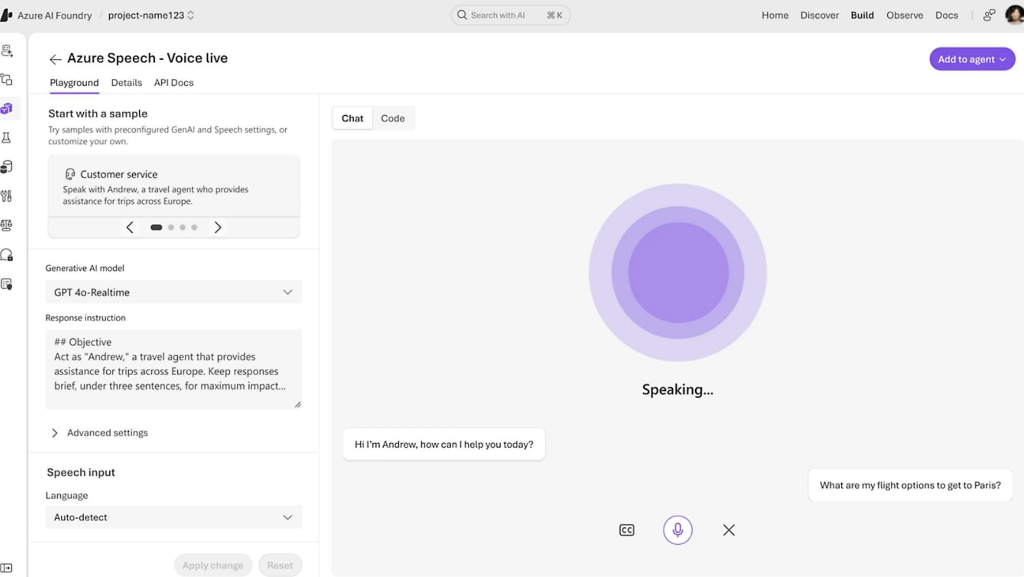 Azure Voice AI aracısından bir örnek: Voice Live Azure Voice AI aracısından bir örnek: Voice Live