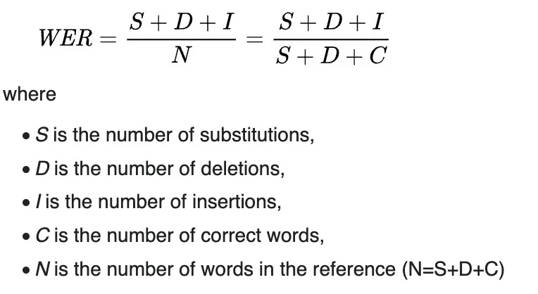 Demonstrating how to calculate word error rate (WER)