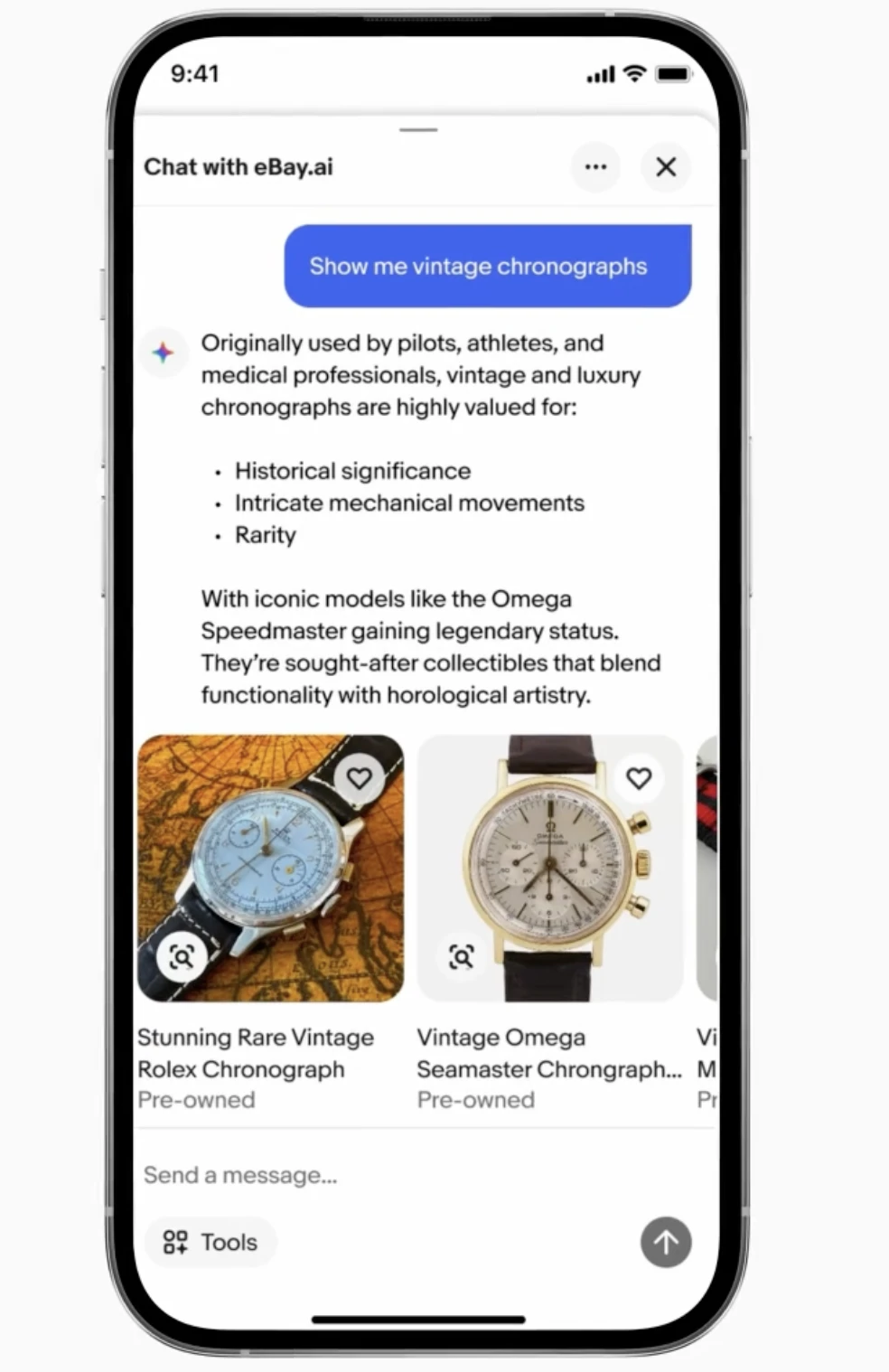 eBay AI agent's chat user interface. eBay AI agent's chat user interface.