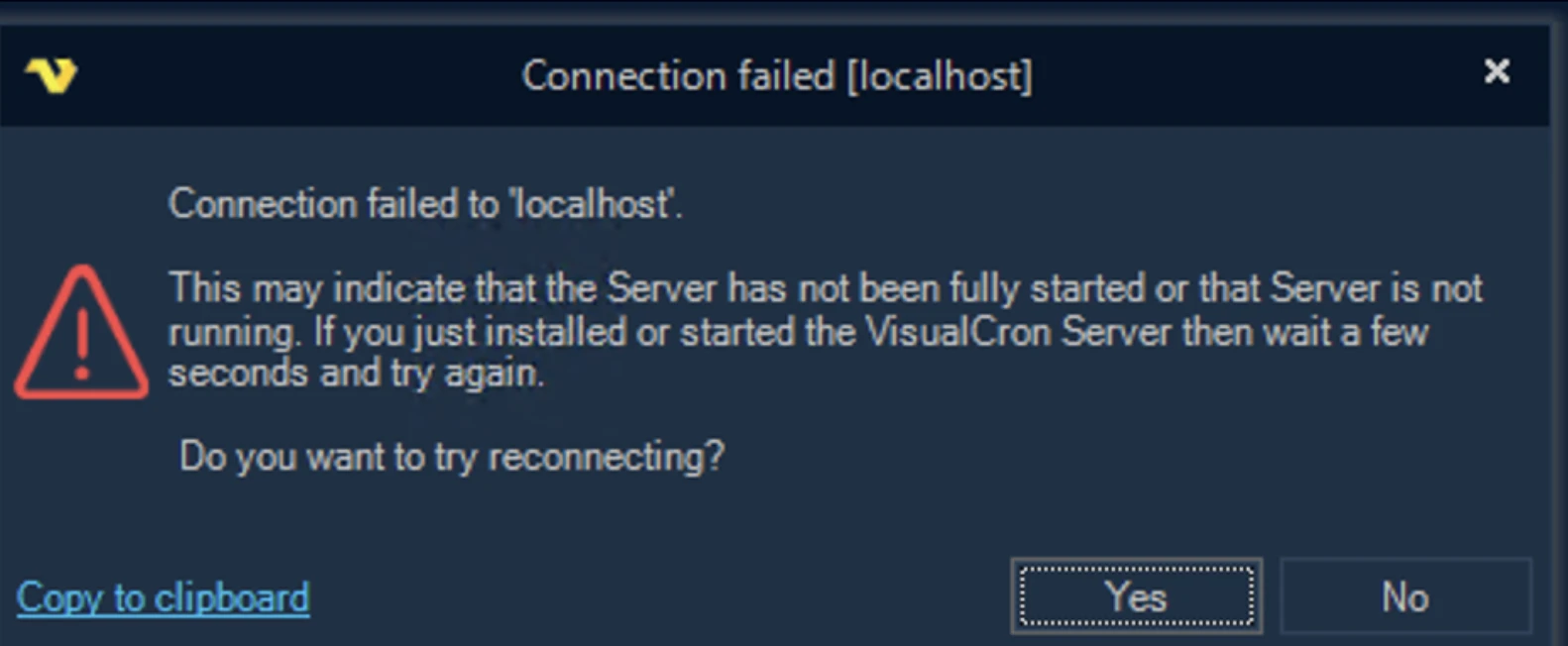 VisualCron error example