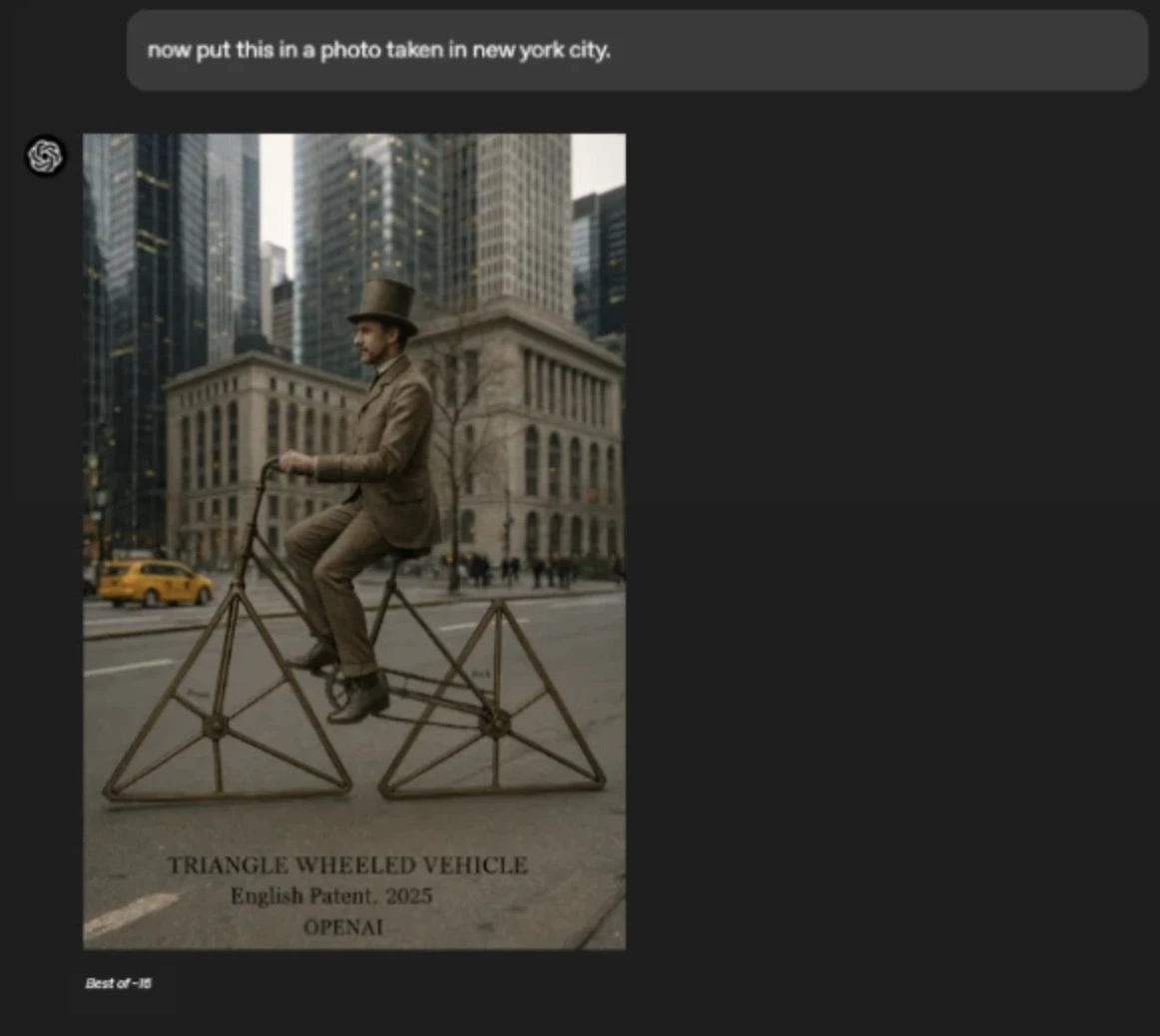 Prompting the creation of a photo from the drawing and placing it in a scene