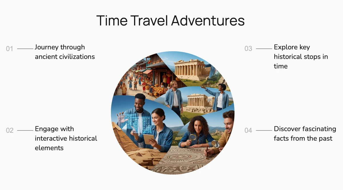 Eine Beispielfolie zum Thema Zeitreisen, erstellt mit Google Slides. Eine Beispielfolie zum Thema Zeitreisen, erstellt mit Google Slides.