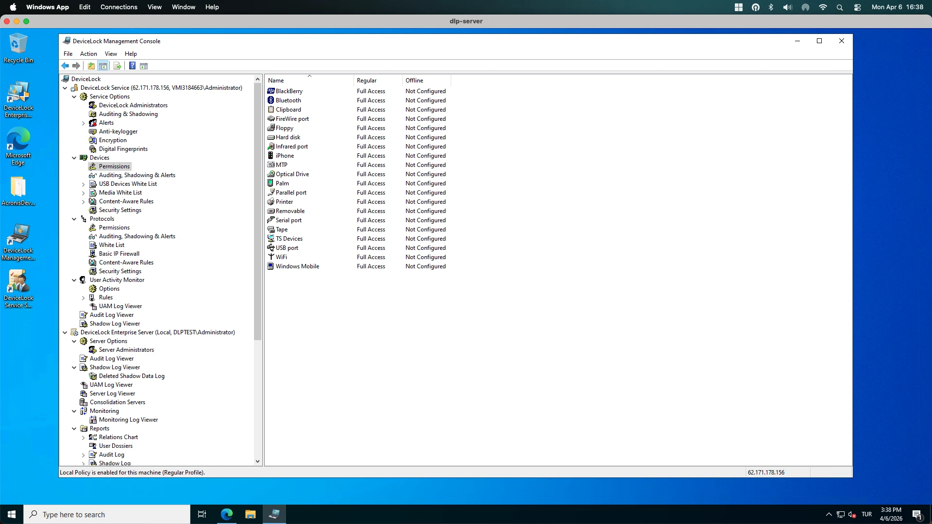 dashboard of Acronis DeviceLock, one of the usb blocking software dashboard of Acronis DeviceLock, one of the usb blocking software