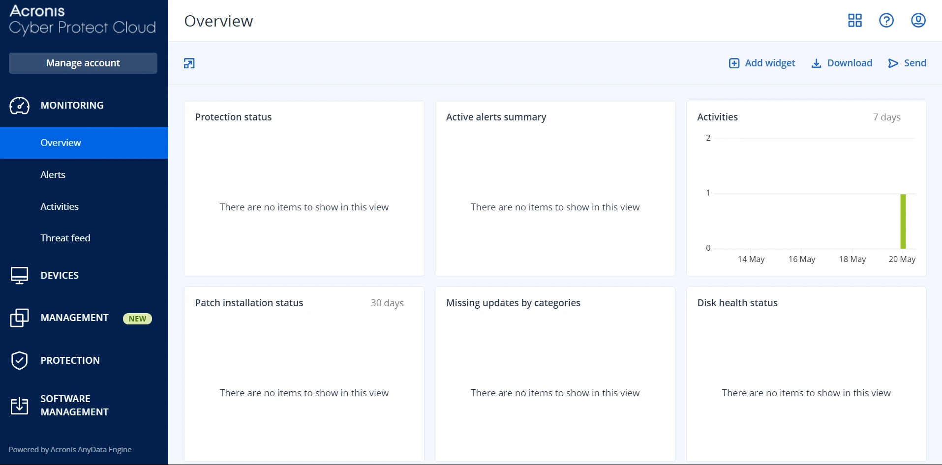 Screenshot der Acronis-Plattform für den DLP-Testbericht. Screenshot der Acronis-Plattform für den DLP-Testbericht.