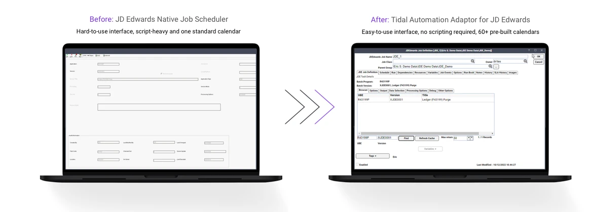 Tidal bietet einen Adapter für JDE Orchestrator an, der die Nutzung des Tools erleichtert und gleichzeitig dessen Funktionalität erweitert.