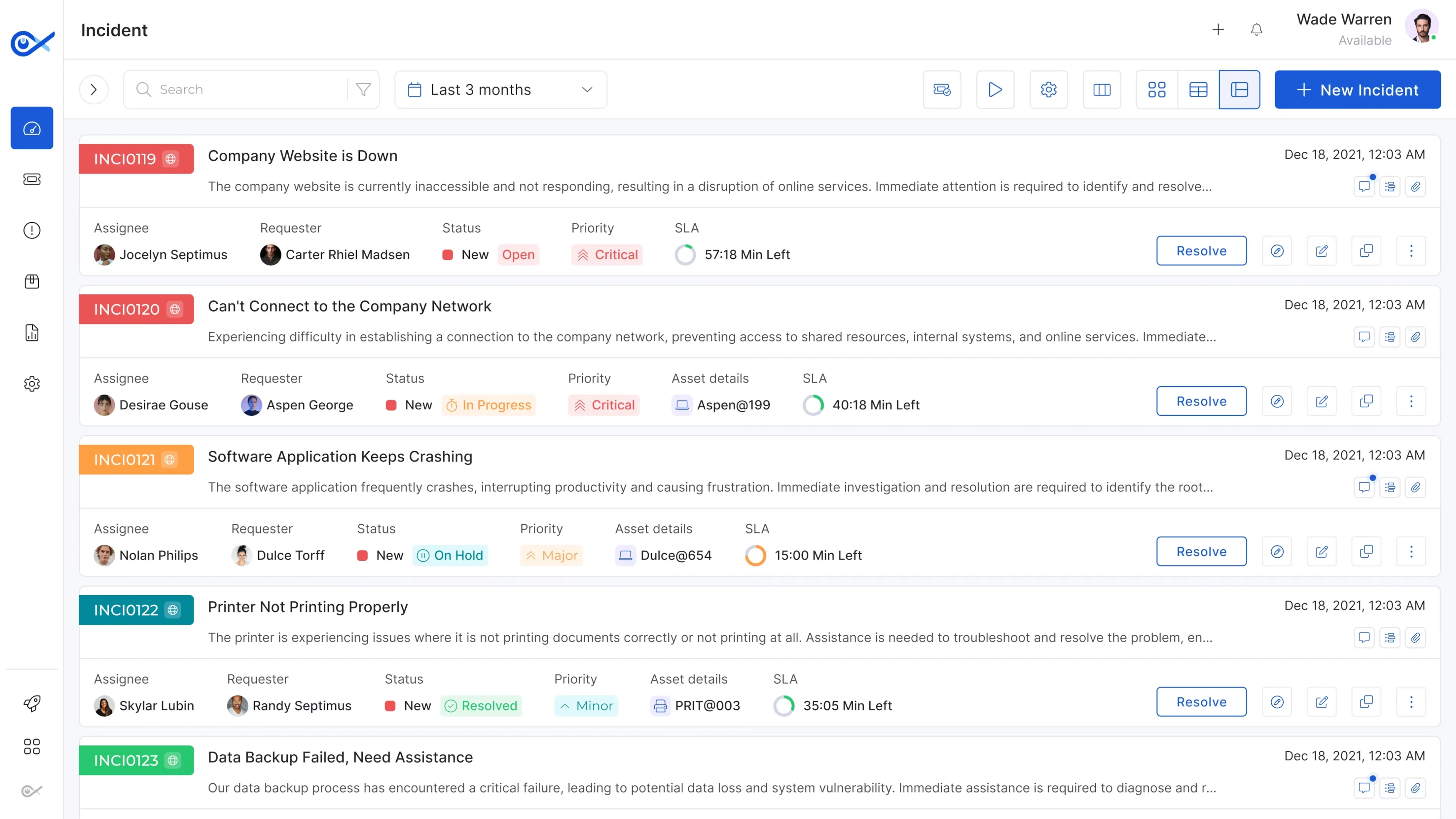 Infraon incident management dashboard for ITSM.