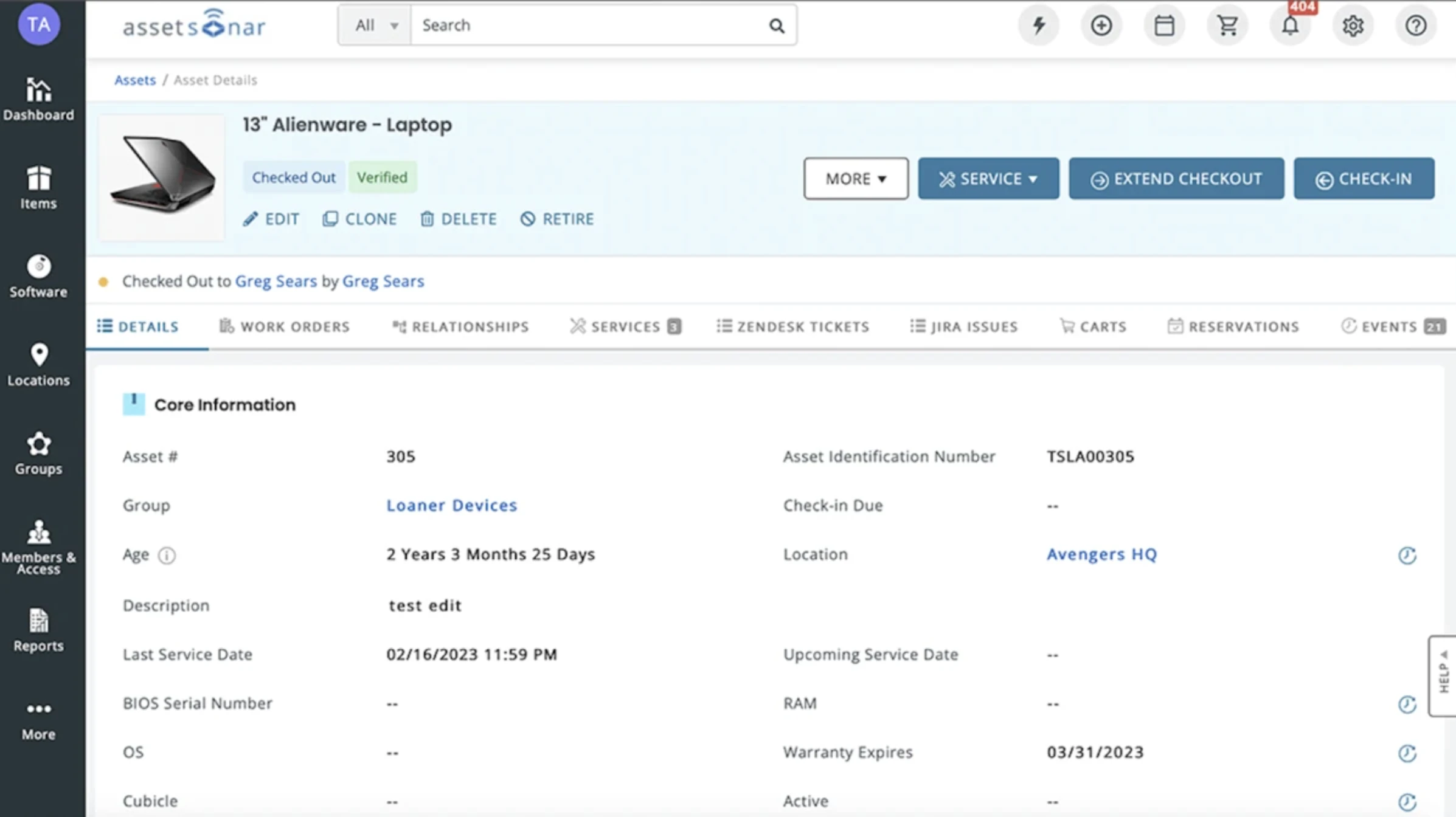 AssetSonar hardware asset management dashboard.