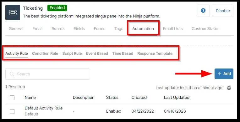 Funzionalità di automazione dei ticket di assistenza tramite intelligenza artificiale di NinjaOne