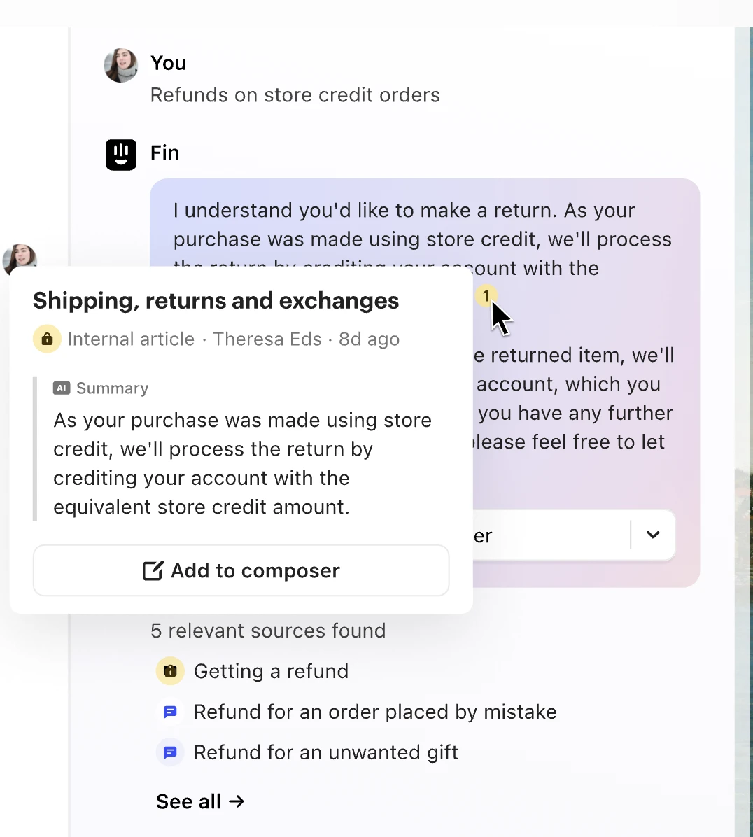 Intercom AI Copilot article summary example
