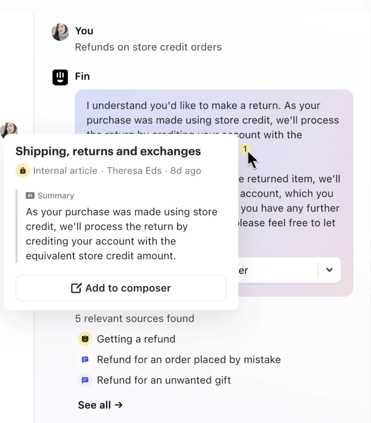 Intercom AI Copilot article summary example