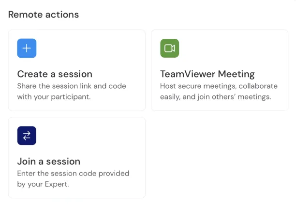 Teamviewer's quick access for remote actions. 