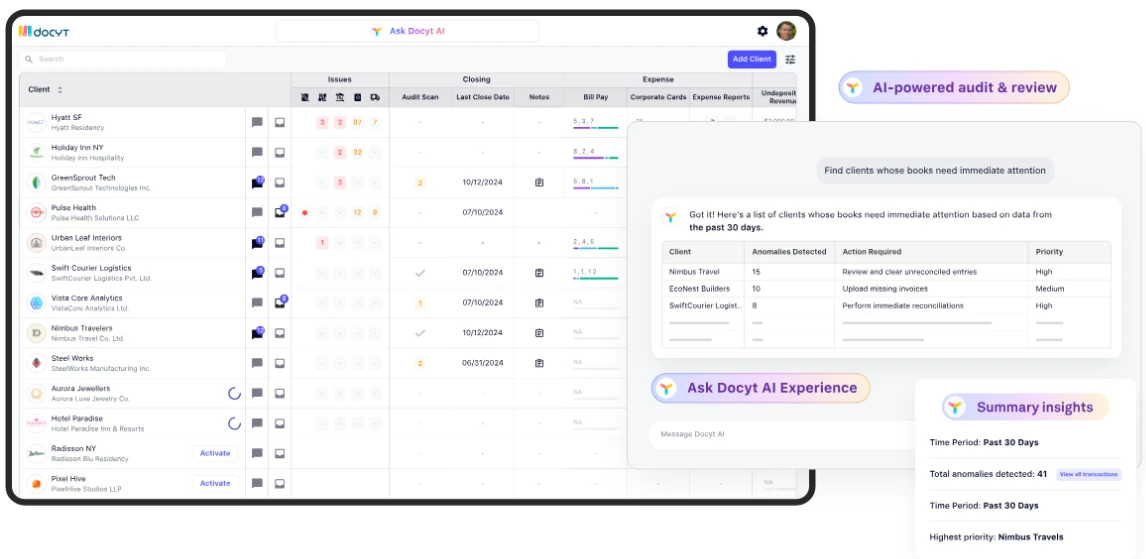 UI of Docyt AI, an accounting AI agent