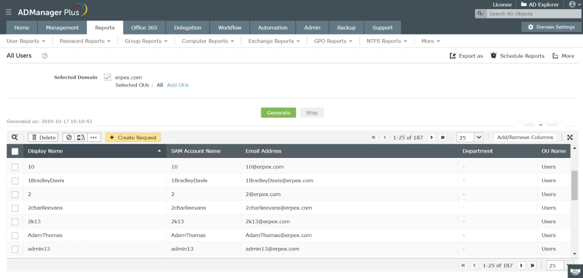 UI of ManageEngine ADManager Plus, one of the active directory management tools UI of ManageEngine ADManager Plus, one of the active directory management tools