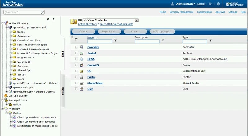 UI of ActiveRoles, one of the active directory management tools UI of ActiveRoles, one of the active directory management tools