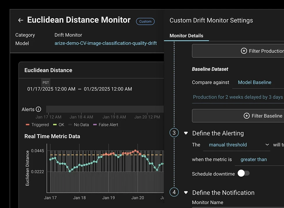 Arize Phoenix drift monitor dashboard. Arize Phoenix drift monitor dashboard.