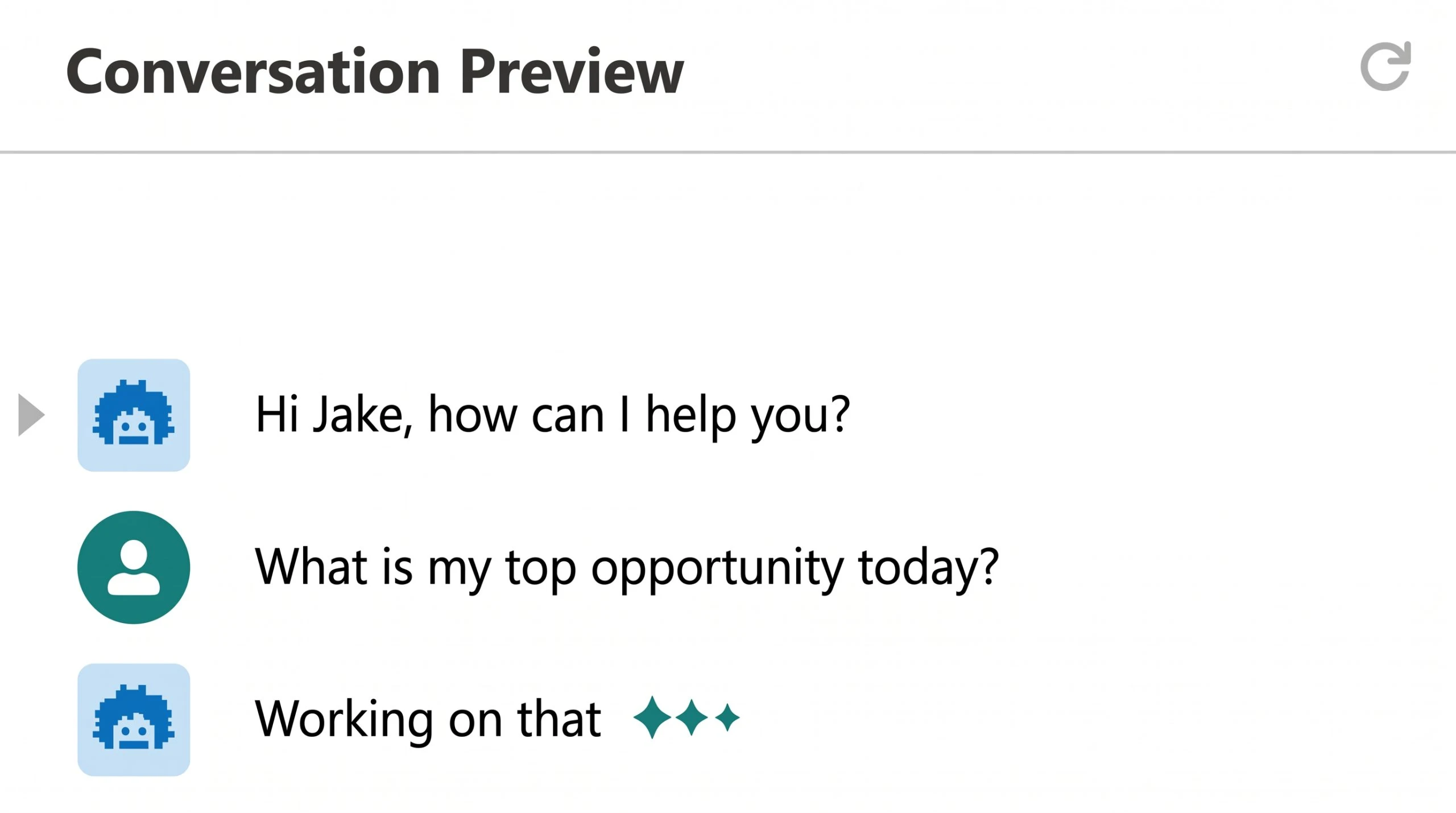 Conversation preview on Agentforce, one of the enterprise AI assistants