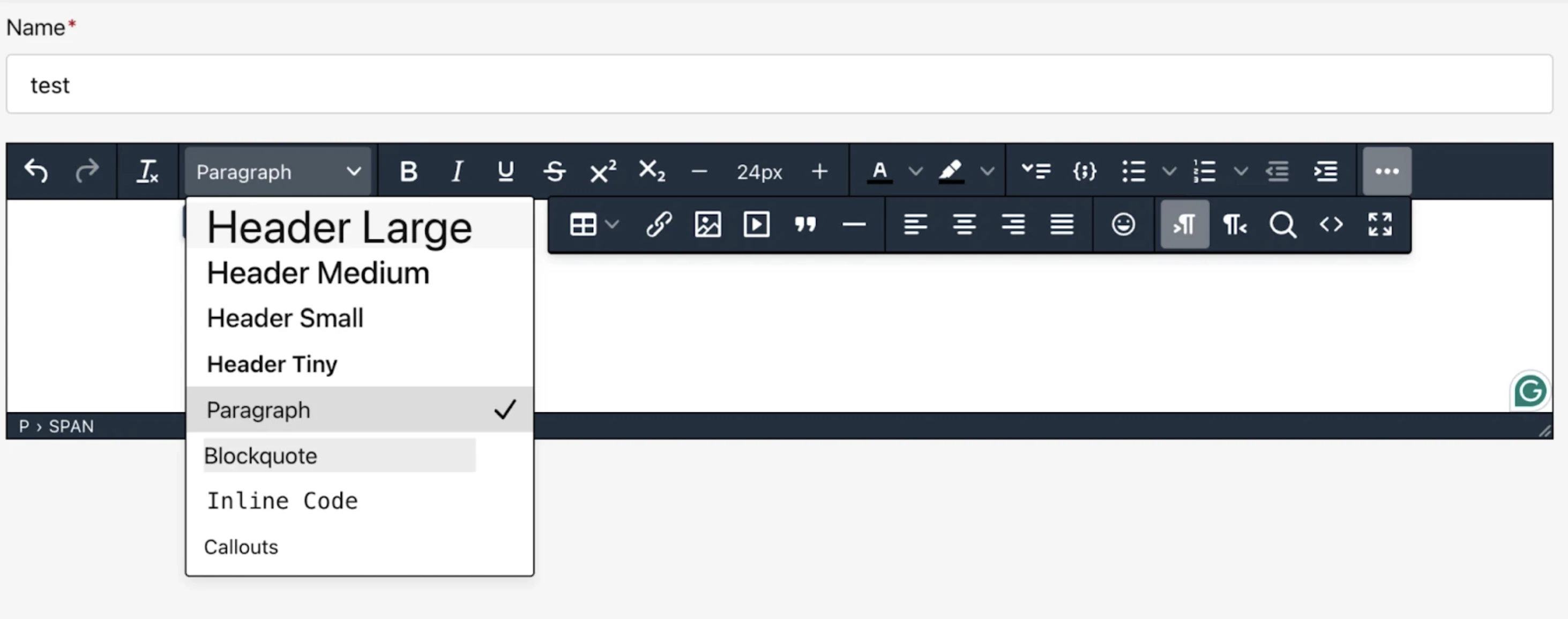Editor capabilities