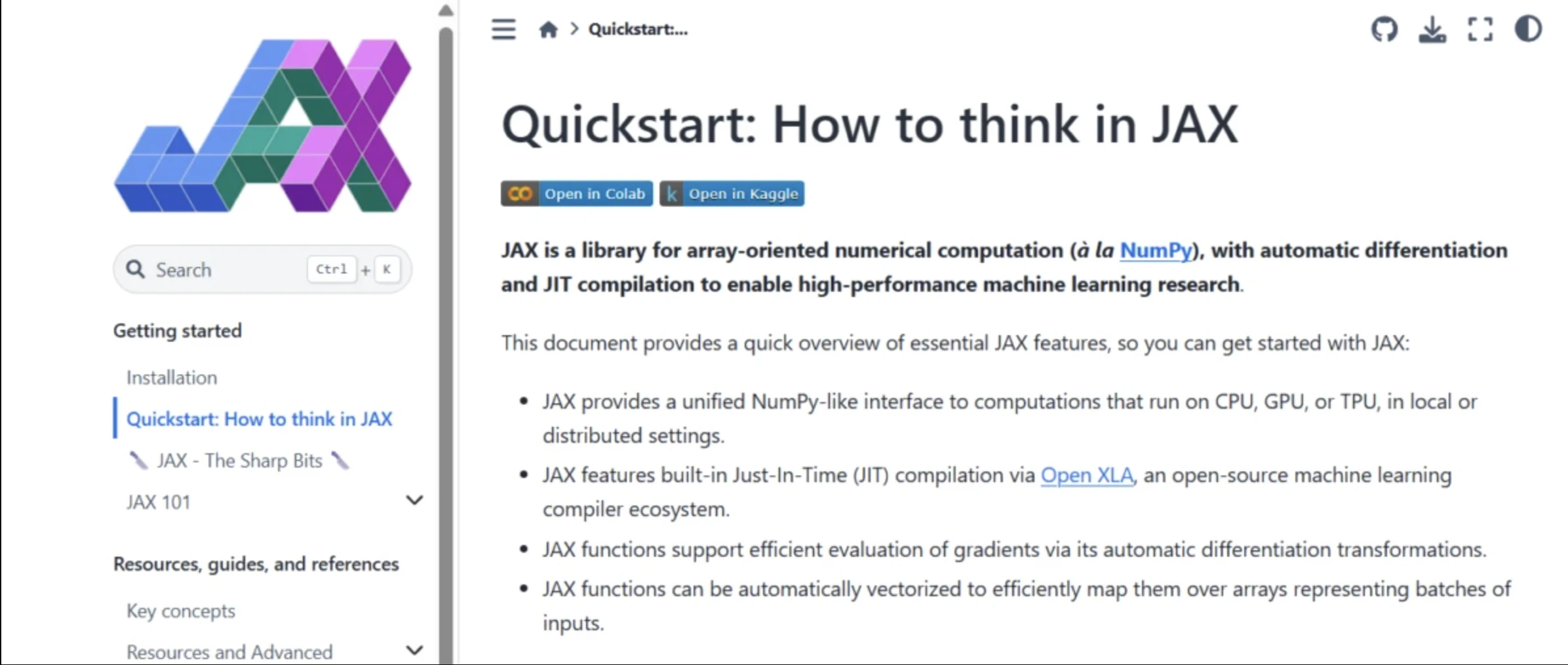 Getting started with JAX example