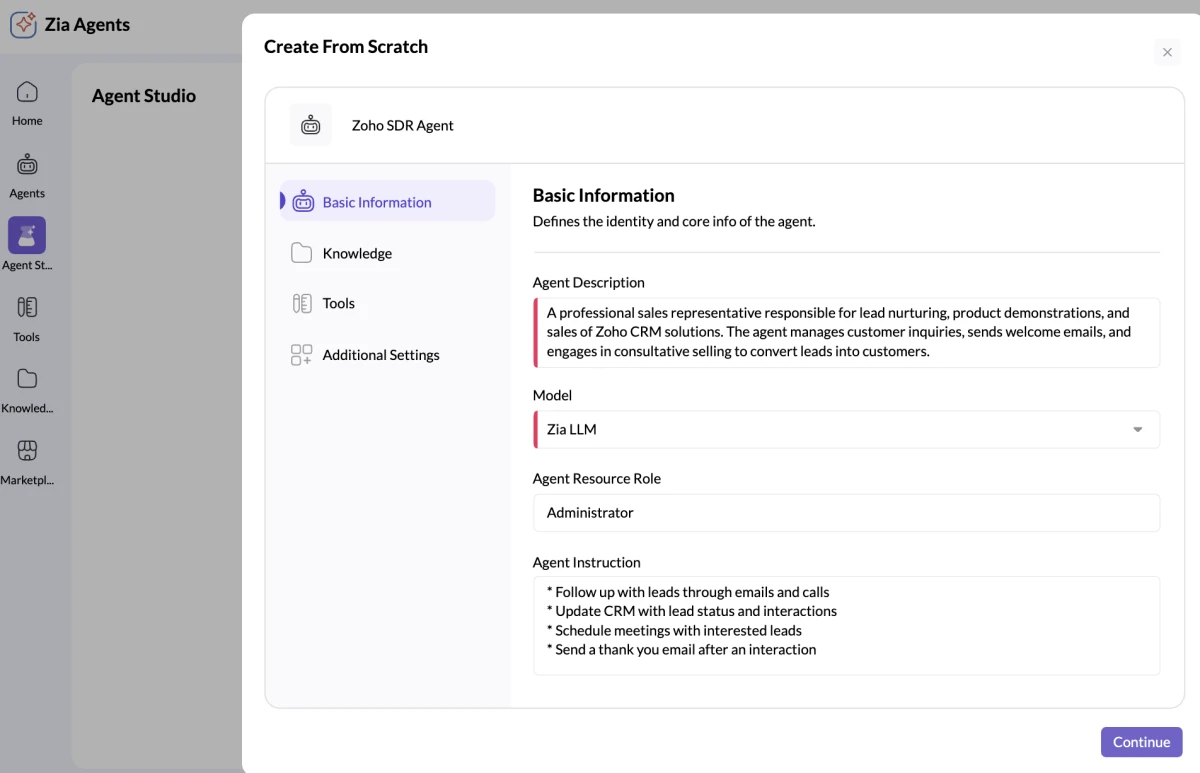 CRM zoho agentivo via Zia AI CRM zoho agentivo via Zia AI