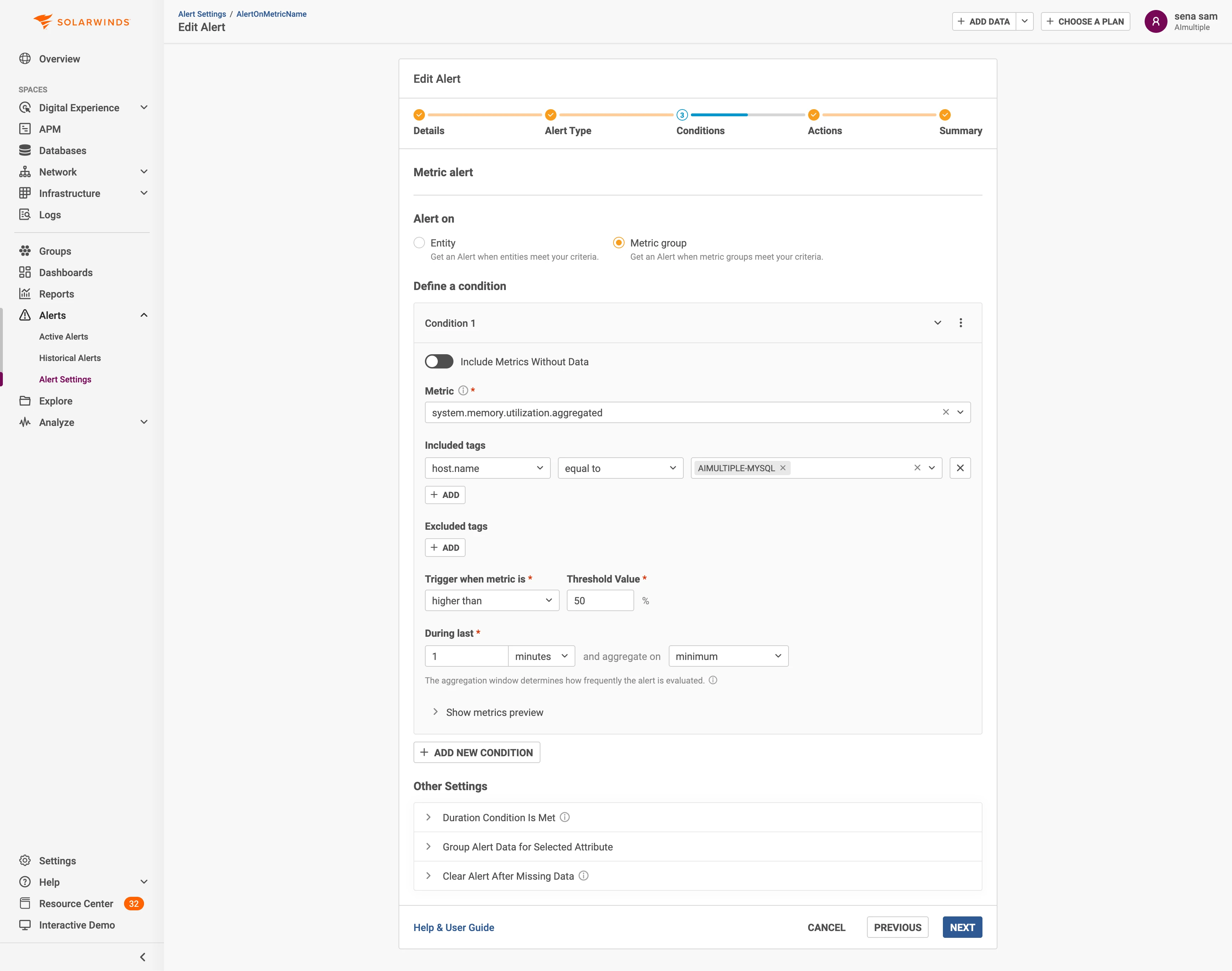 SolarWinds uyarı yapılandırması - veritabanı izleme