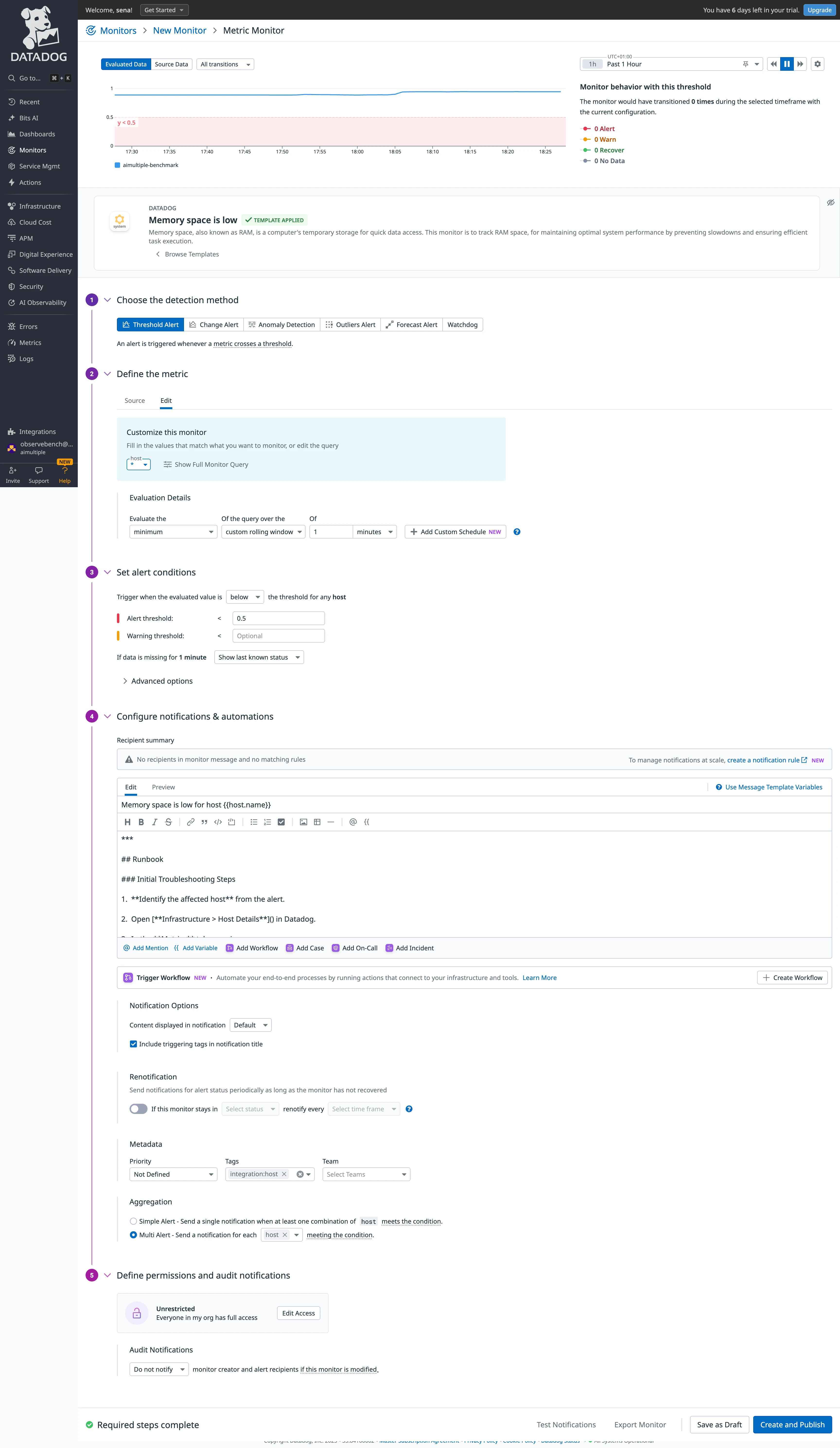 Datadog uyarı yapılandırması