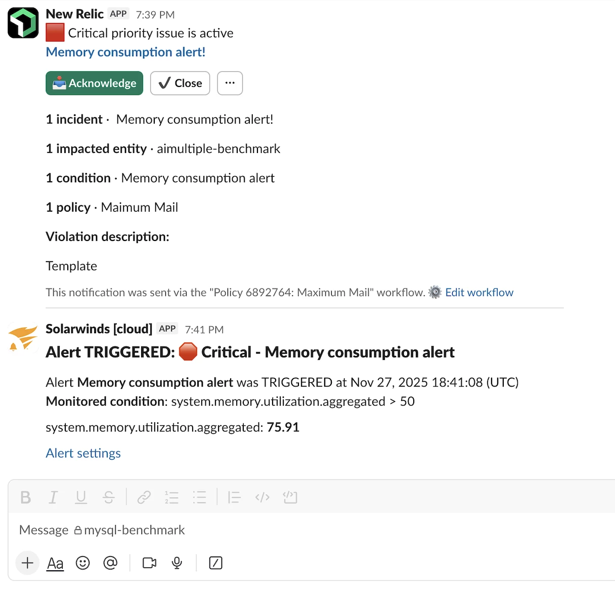 New Relic'in Slack entegrasyonu