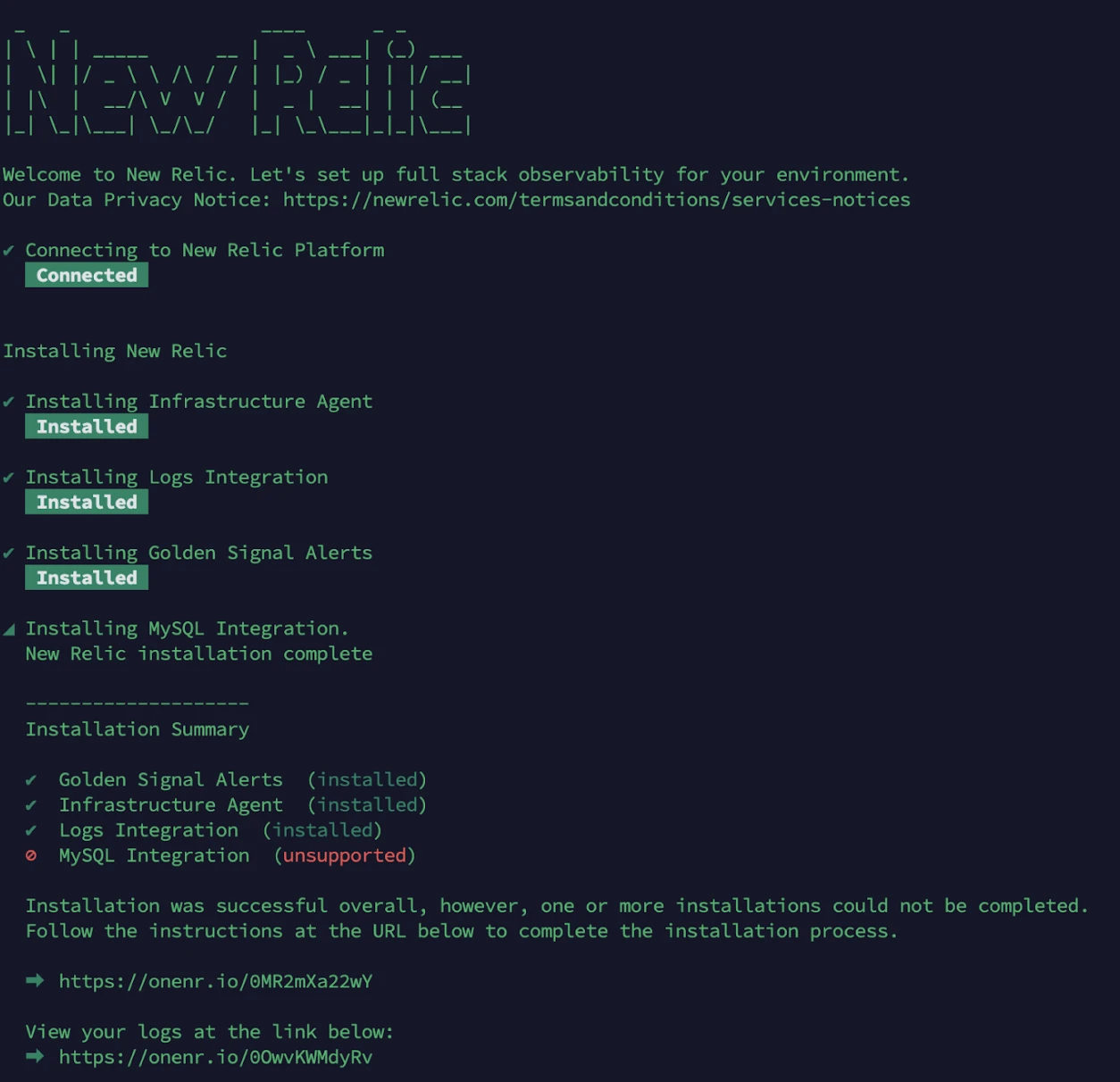 New Relic kurulum betiği