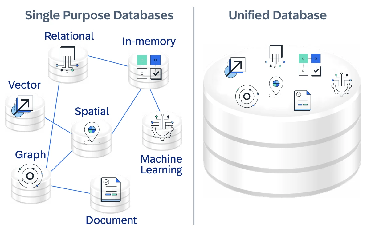 Hana's unified database and 
multi-model data processing.