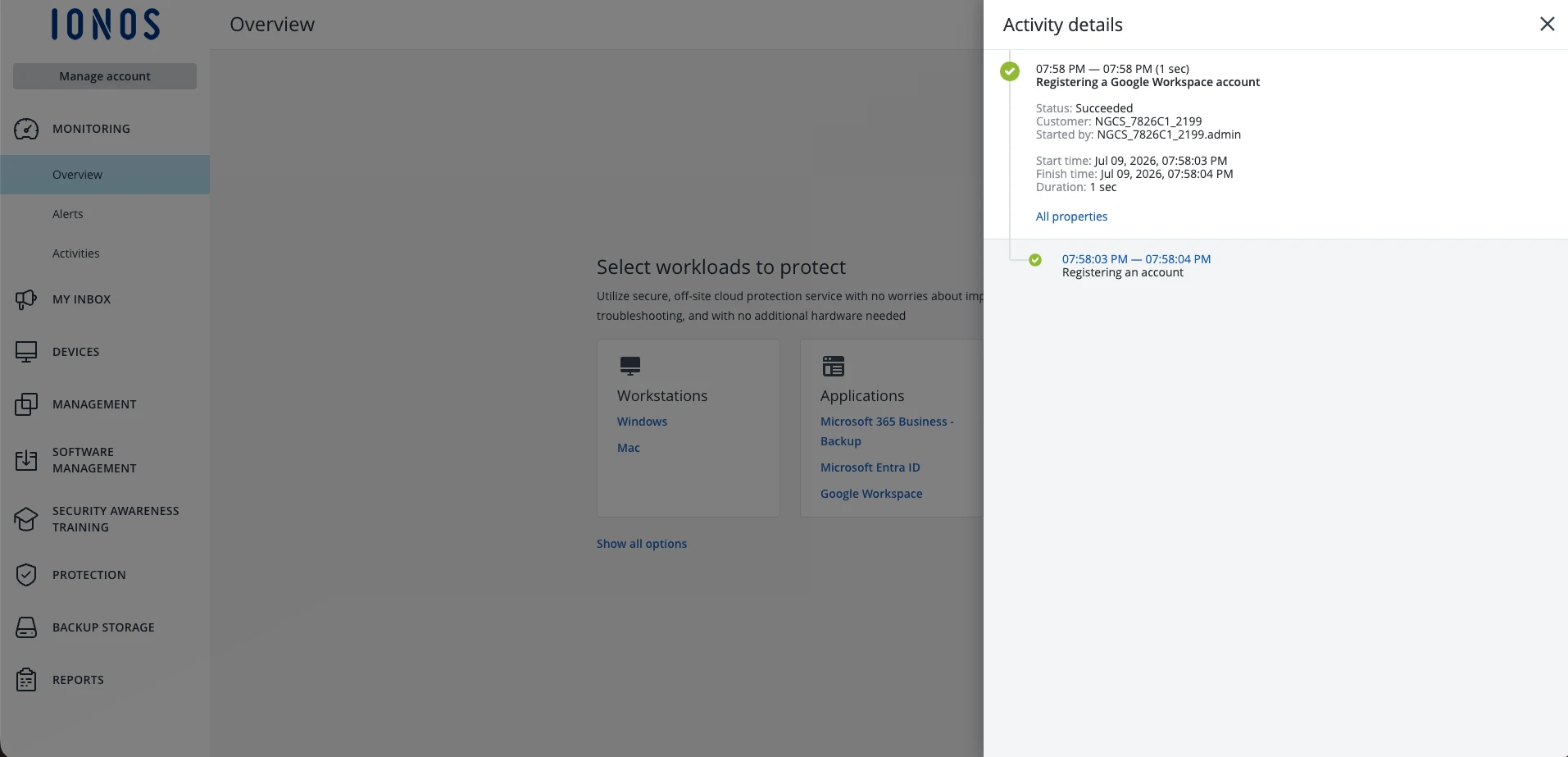 Die Google Workspace-Organisation wurde erfolgreich registriert. Die Google Workspace-Organisation wurde erfolgreich registriert.