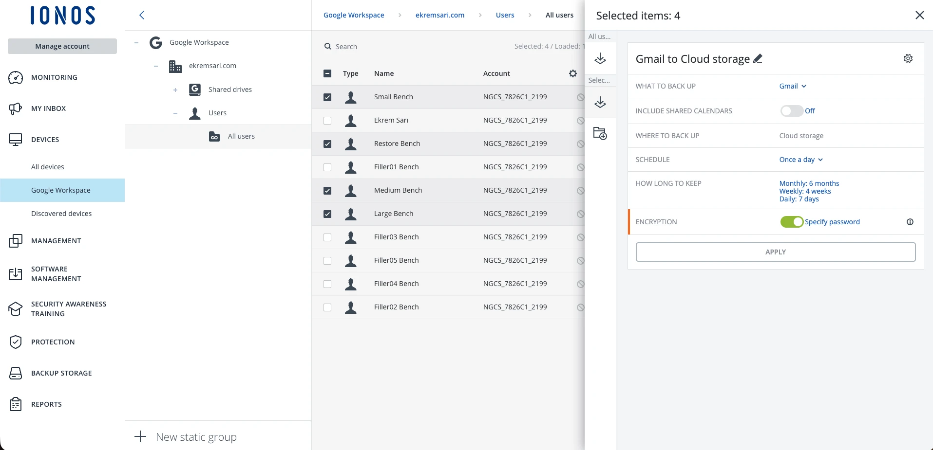 Der reine Gmail-Backup-Plan mit deaktivierter Verschlüsselung Der reine Gmail-Backup-Plan mit deaktivierter Verschlüsselung