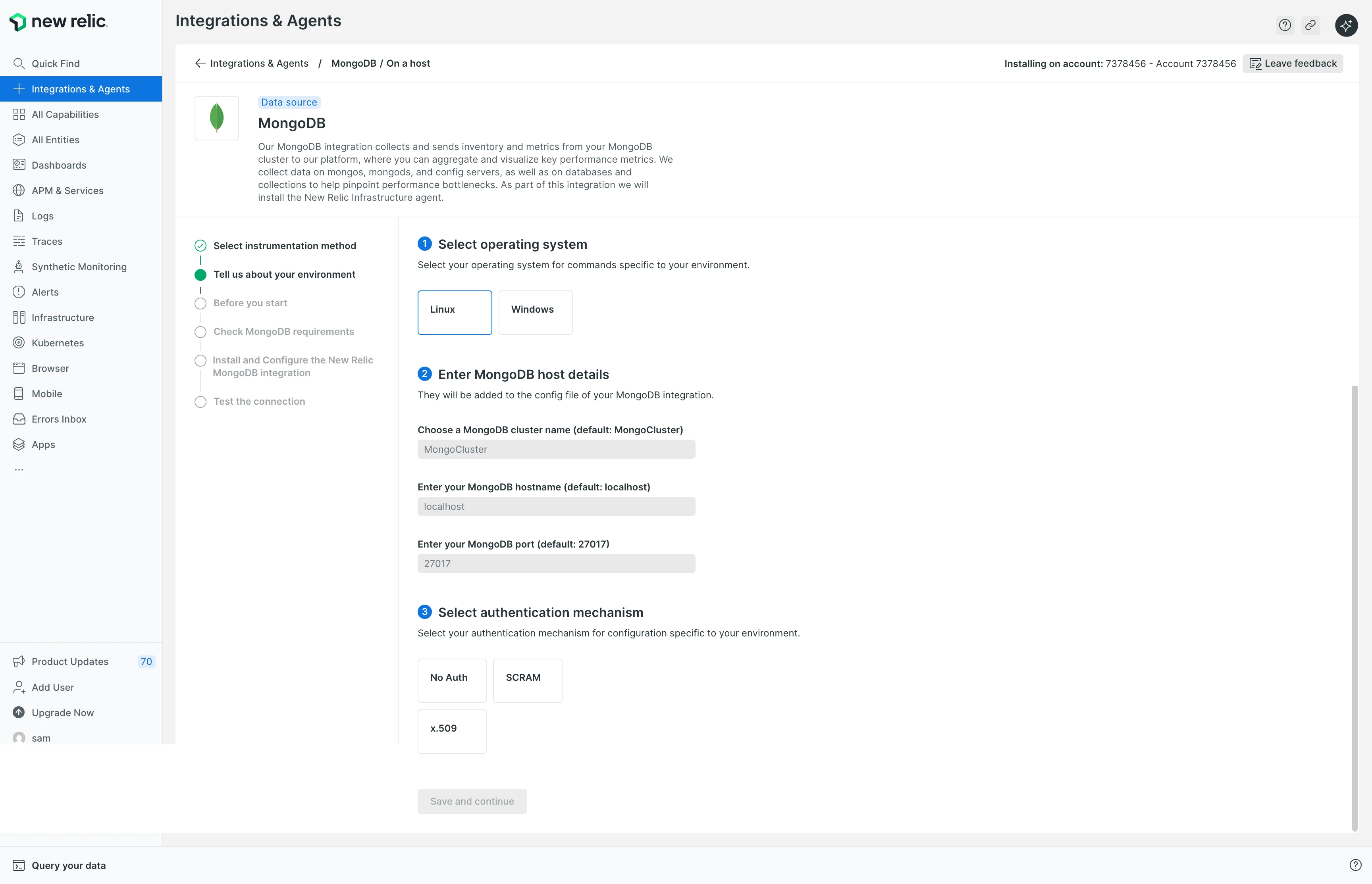 Selecione o sistema operacional com os botões Linux e Windows.