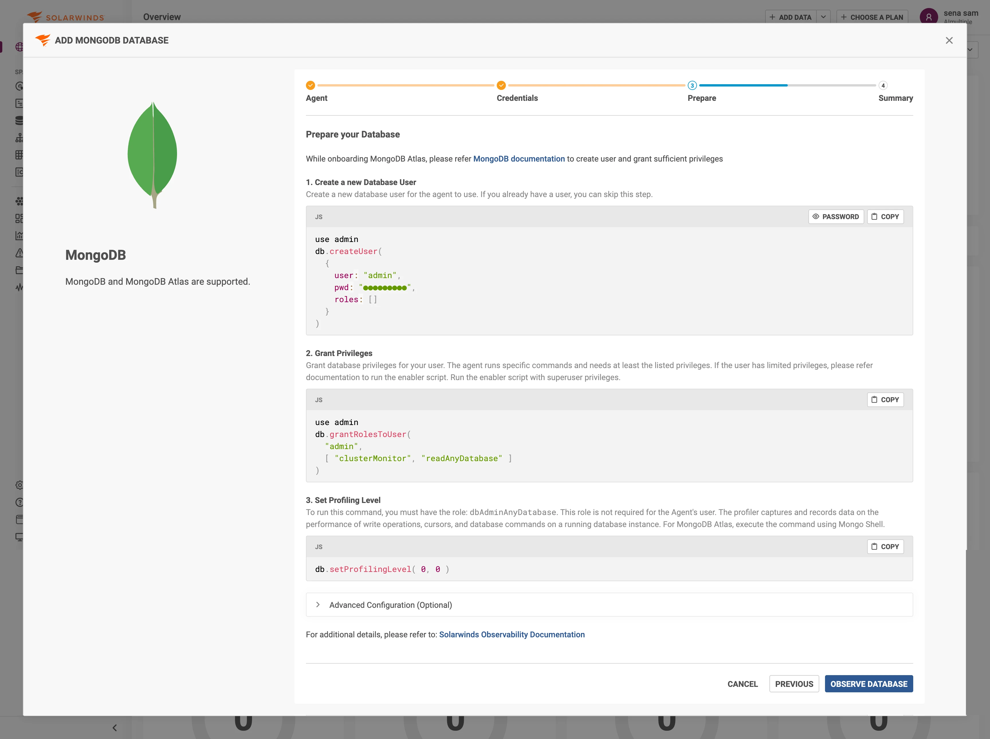 Prepare a tela do seu banco de dados mostrando três etapas com os comandos MongoDB