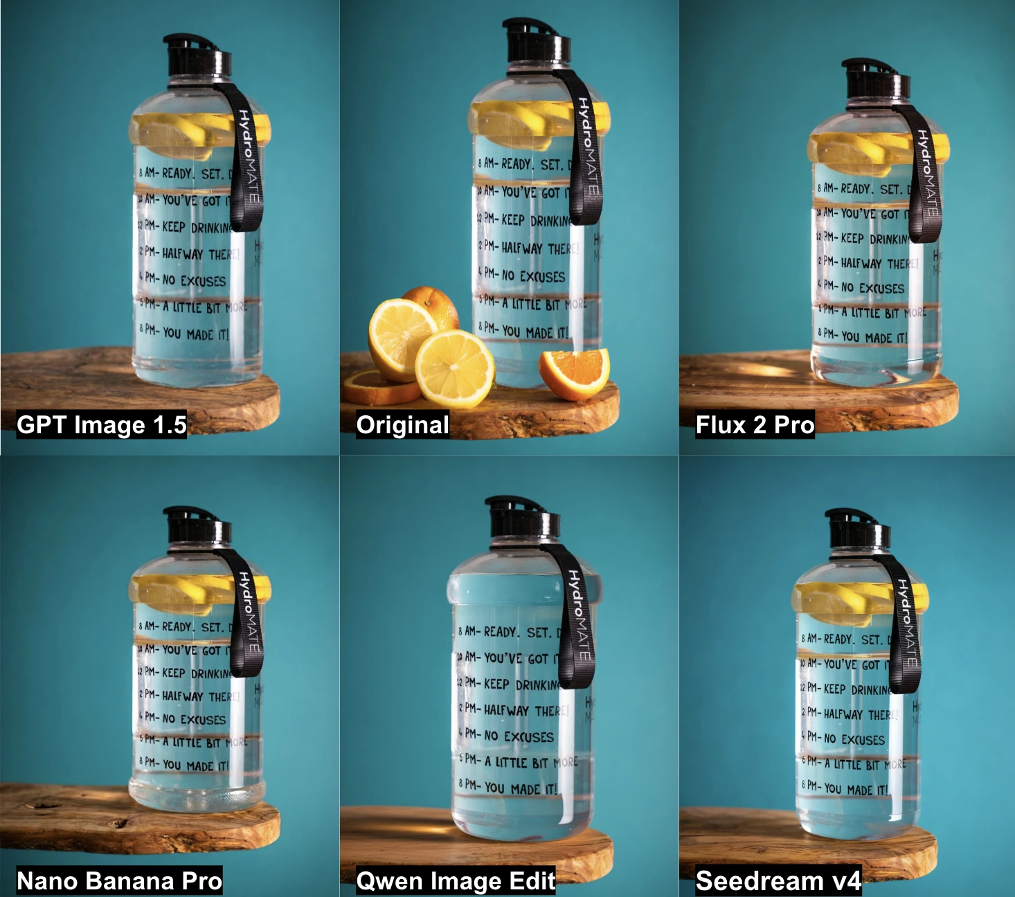 Image showing six different versions of a smartwatch on a blurred green background scene.