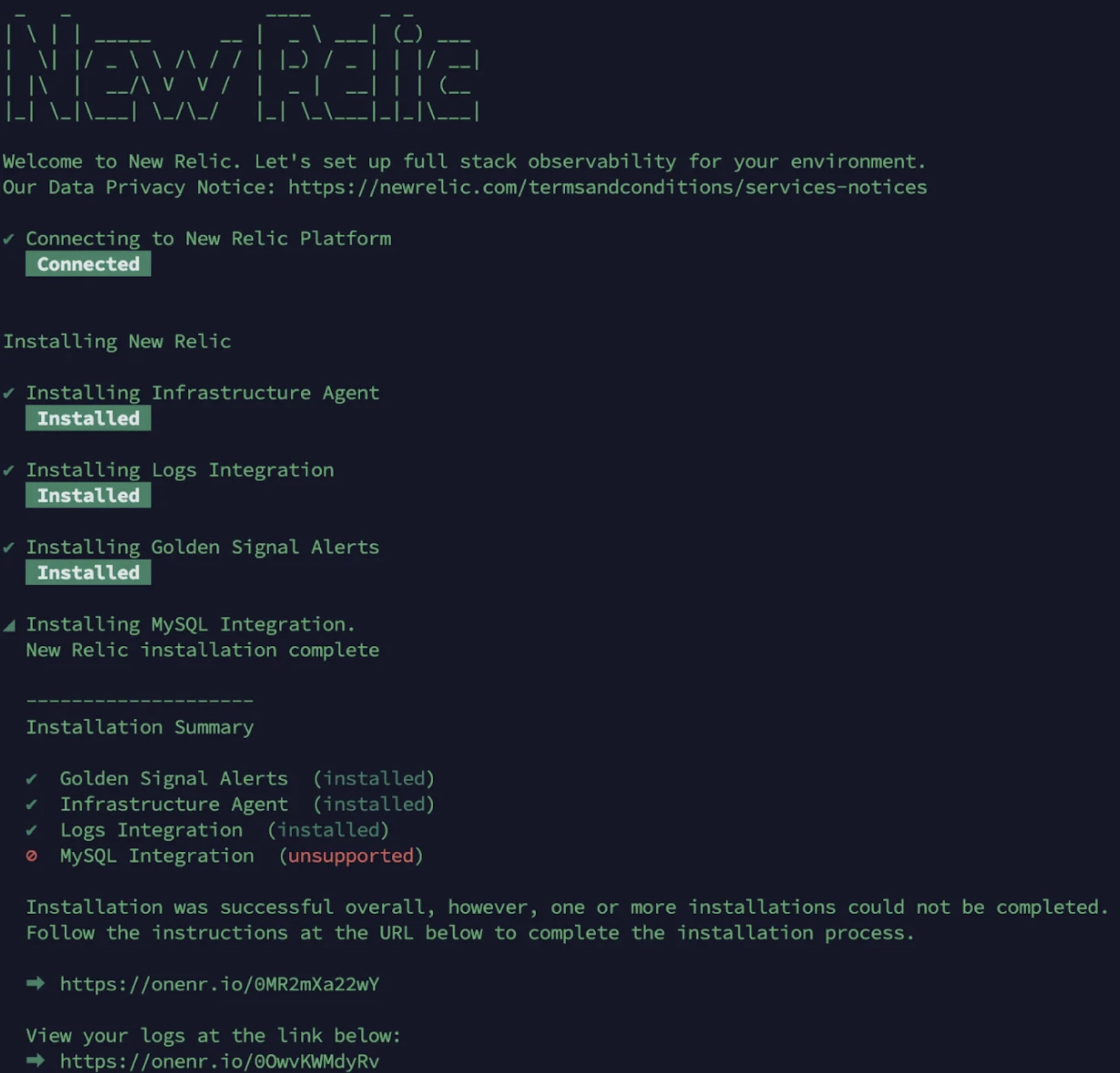 New Relic-Installationsskript