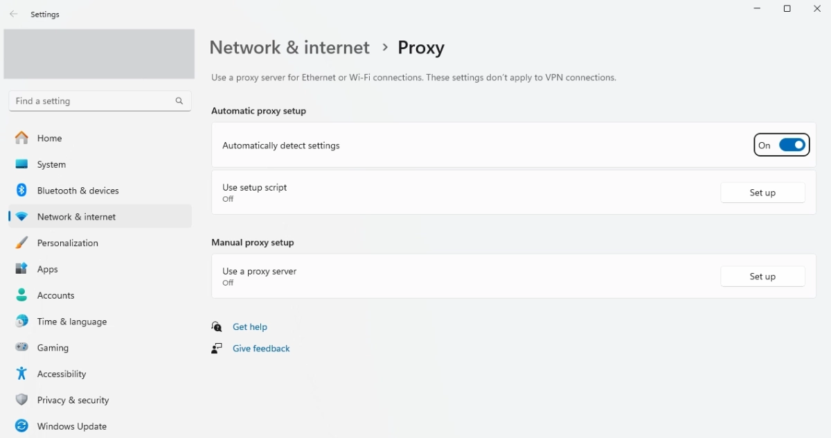 Habilitando a configuração manual de proxy nas configurações de rede do Windows 10 e 11 