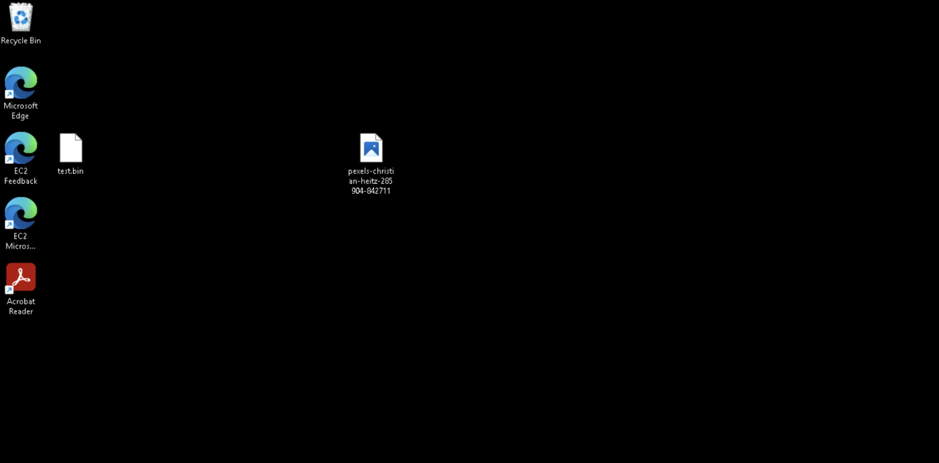 This image shows the completed file transfer result on the remote system, confirming that files sent from the local machine are successfully present on the Windows desktop.