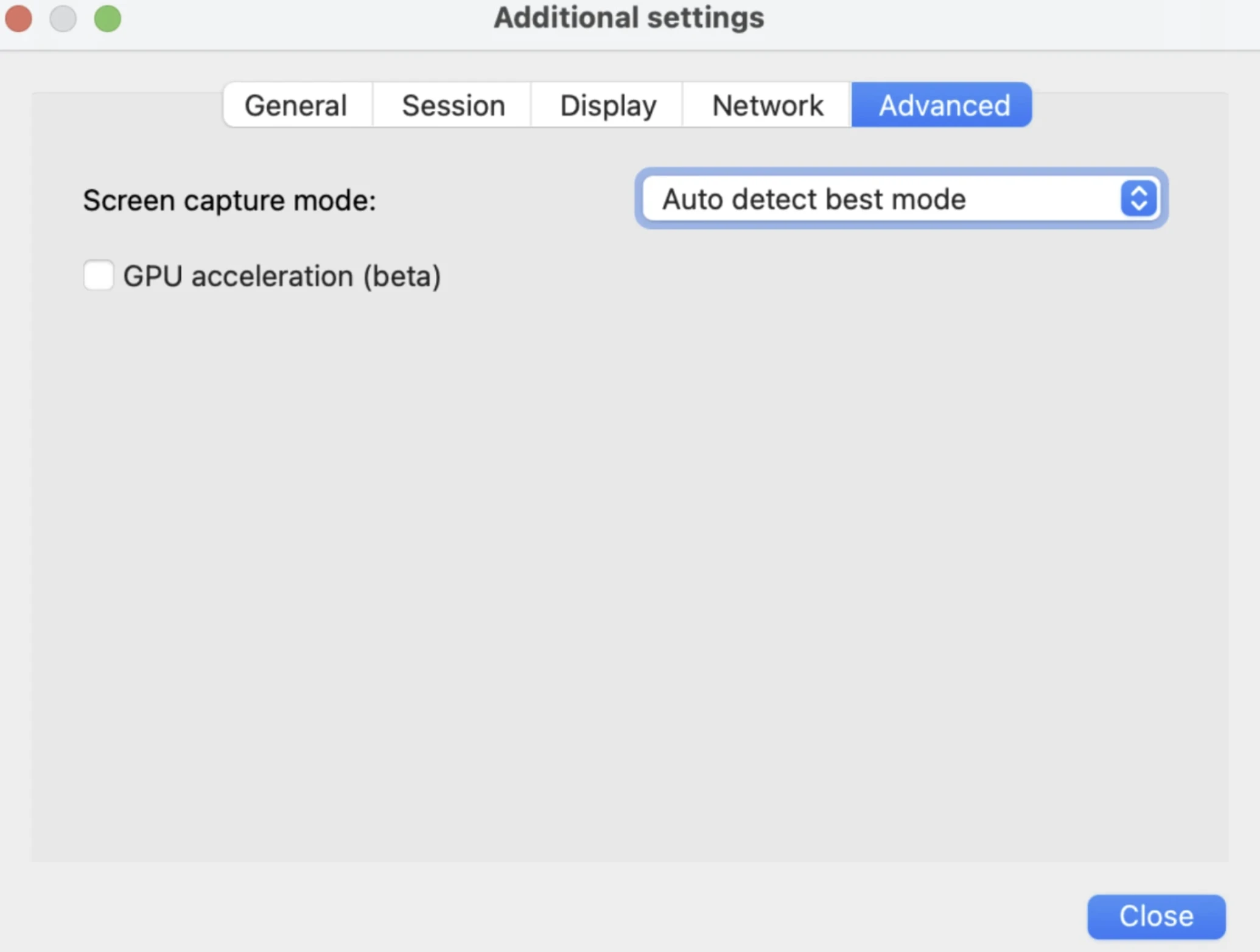 This image shows the Advanced settings with GPU acceleration (beta) feature.