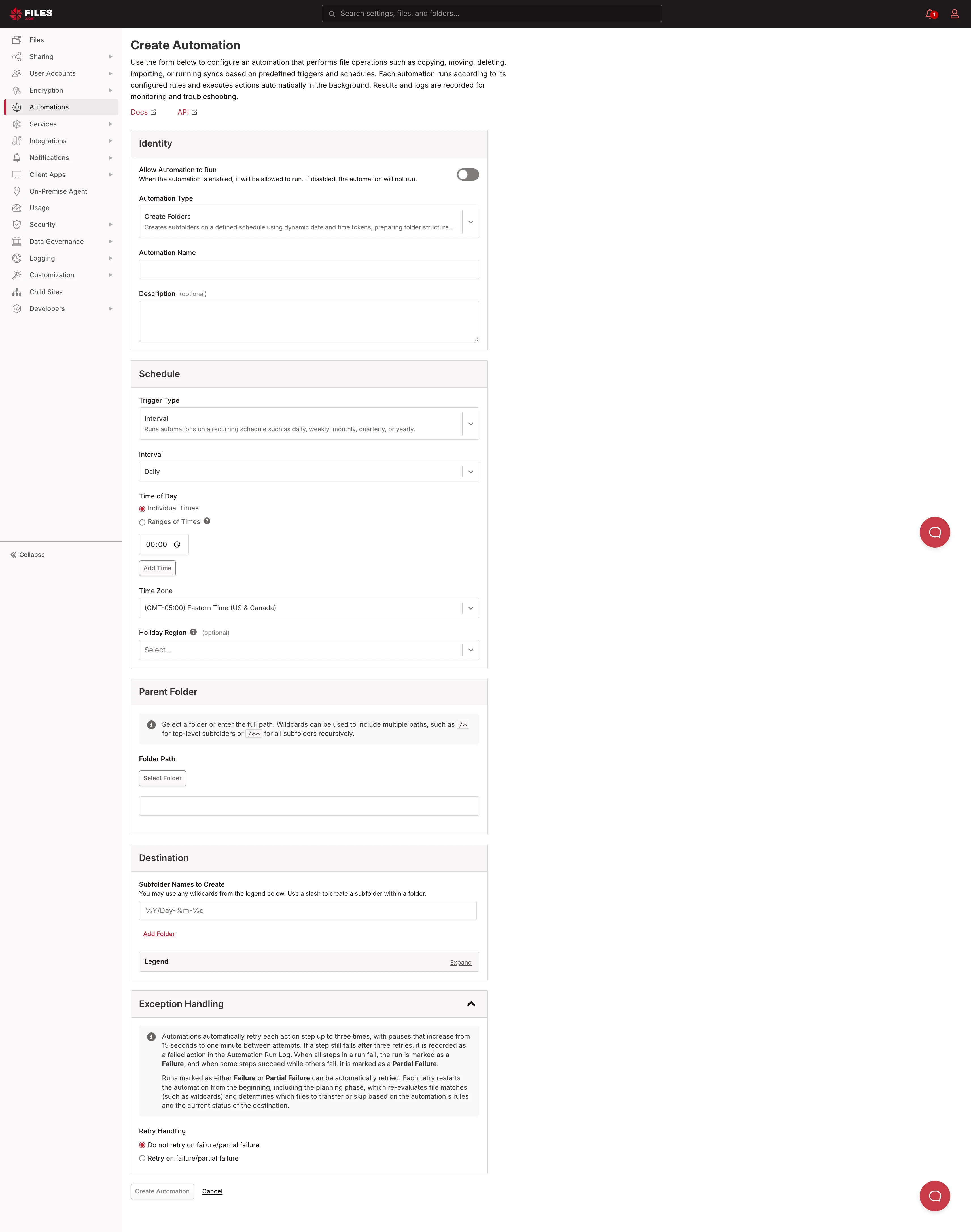 Trigger Type dropdown expanded showing Interval, Custom Schedule, Incoming Webhook, and Ad-Hoc options Trigger Type dropdown expanded showing Interval, Custom Schedule, Incoming Webhook, and Ad-Hoc options