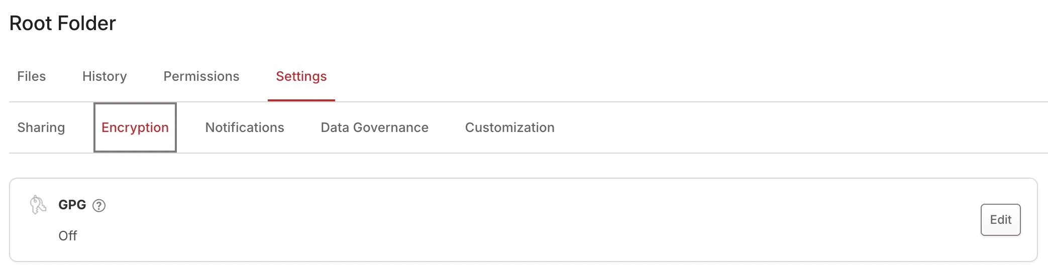 Encryption sub-tab showing GPG Off Encryption sub-tab showing GPG Off