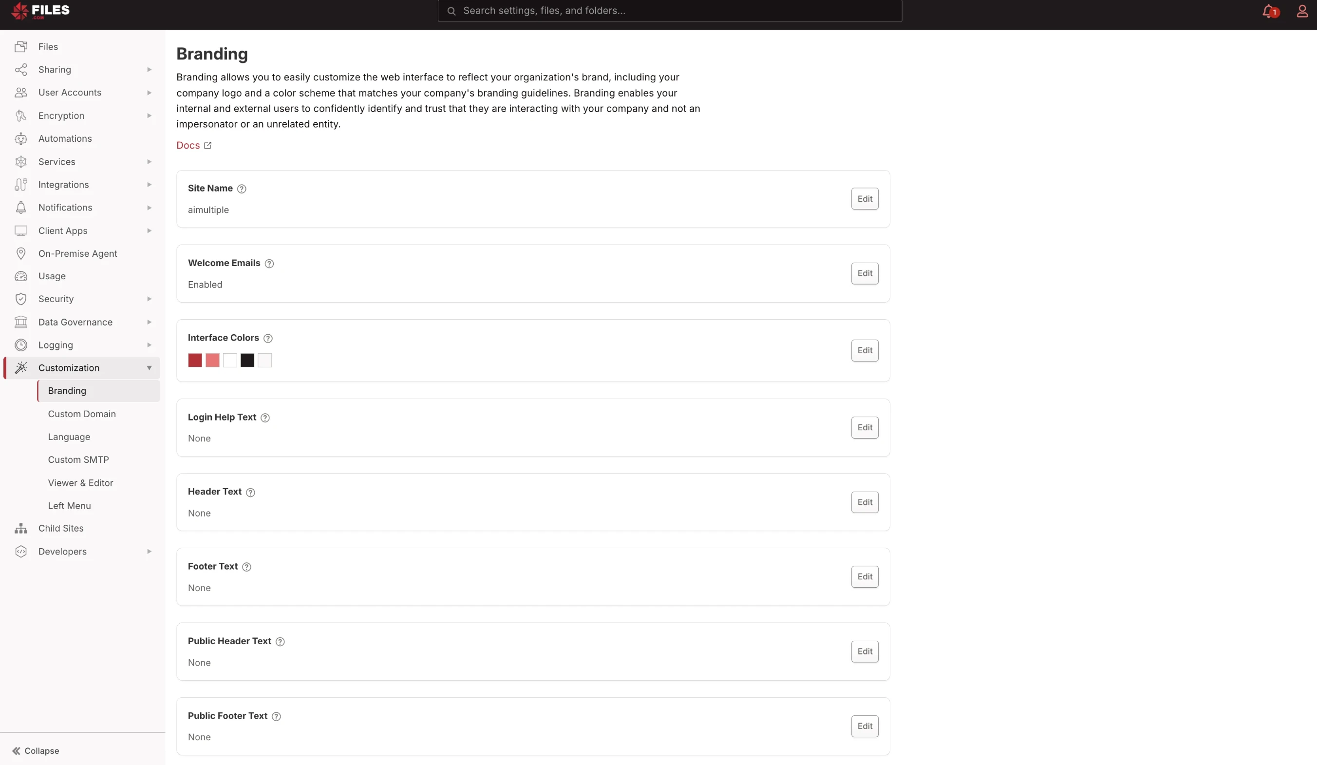 Branding page example Branding page example
