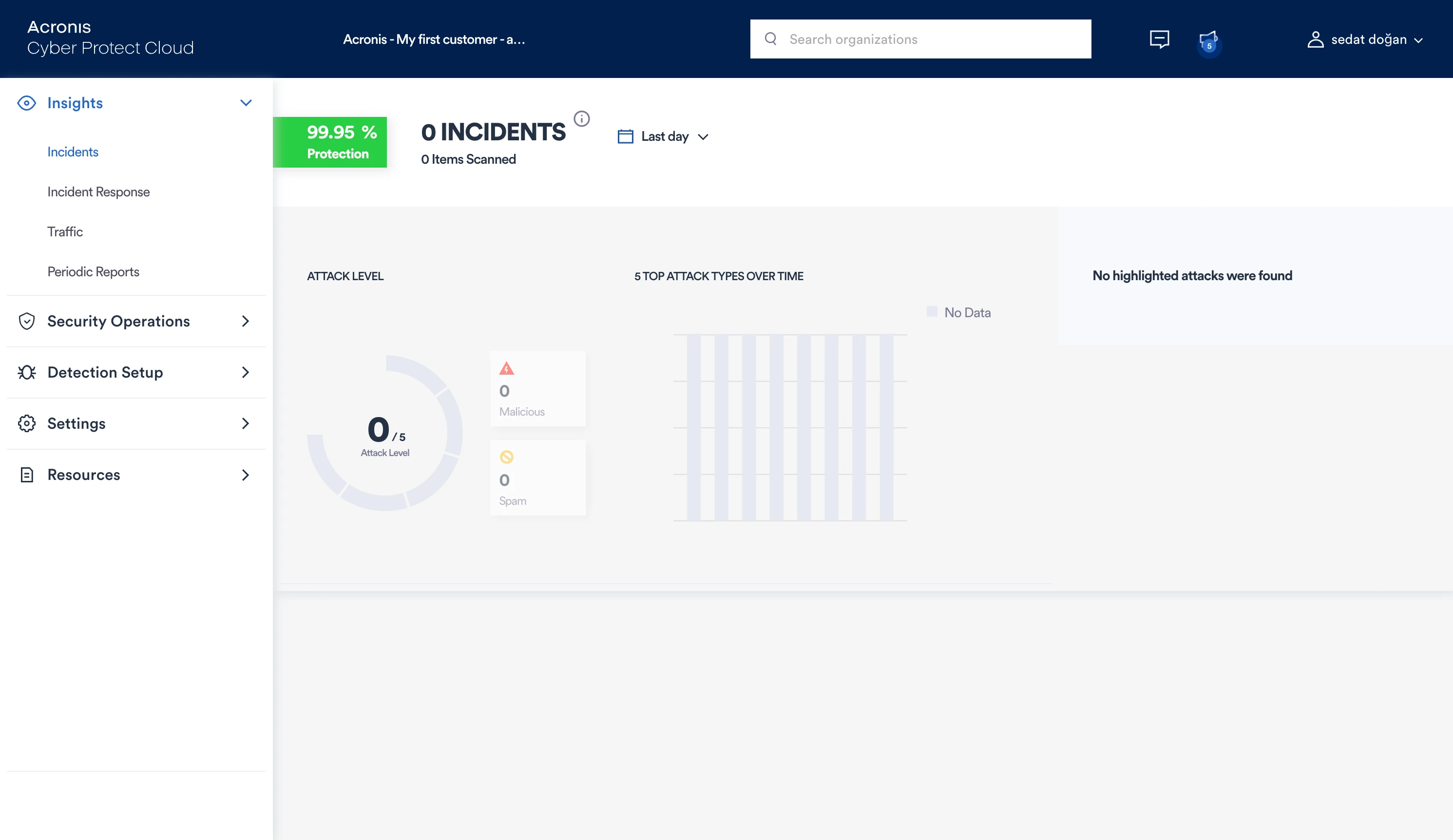 Acronis Advanced Email Security display menu items