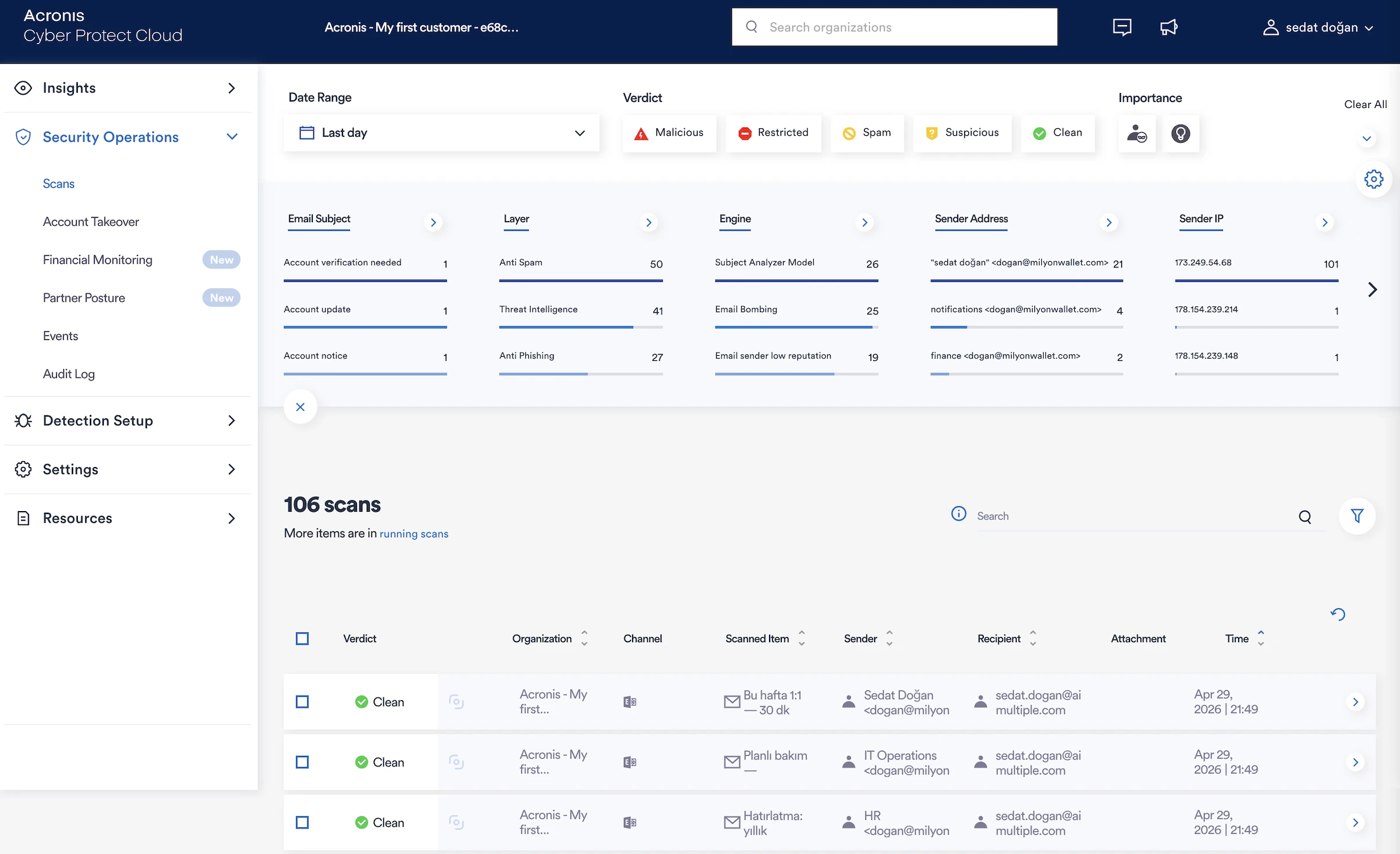 Security operations dashboard