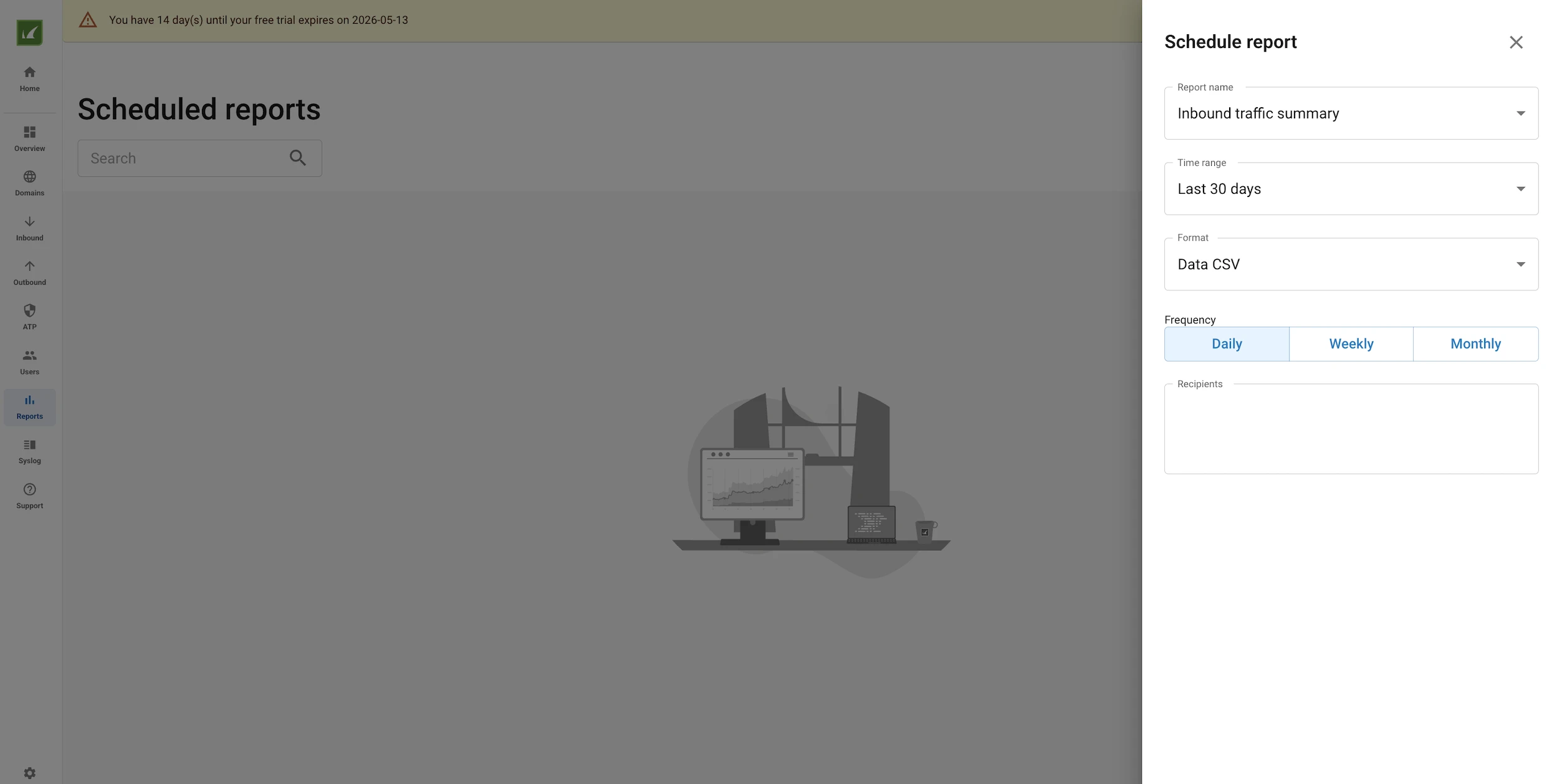Scheduled reports dashboard